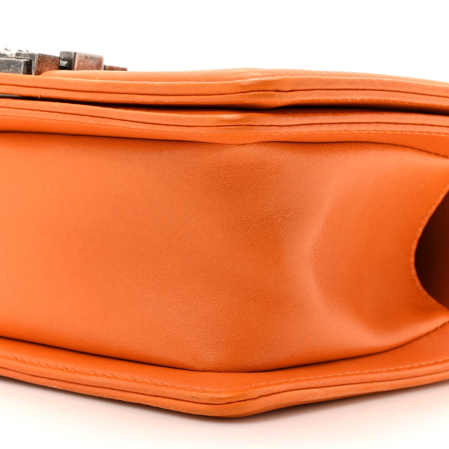 Lambskin Quilted Small Boy Flap Orange