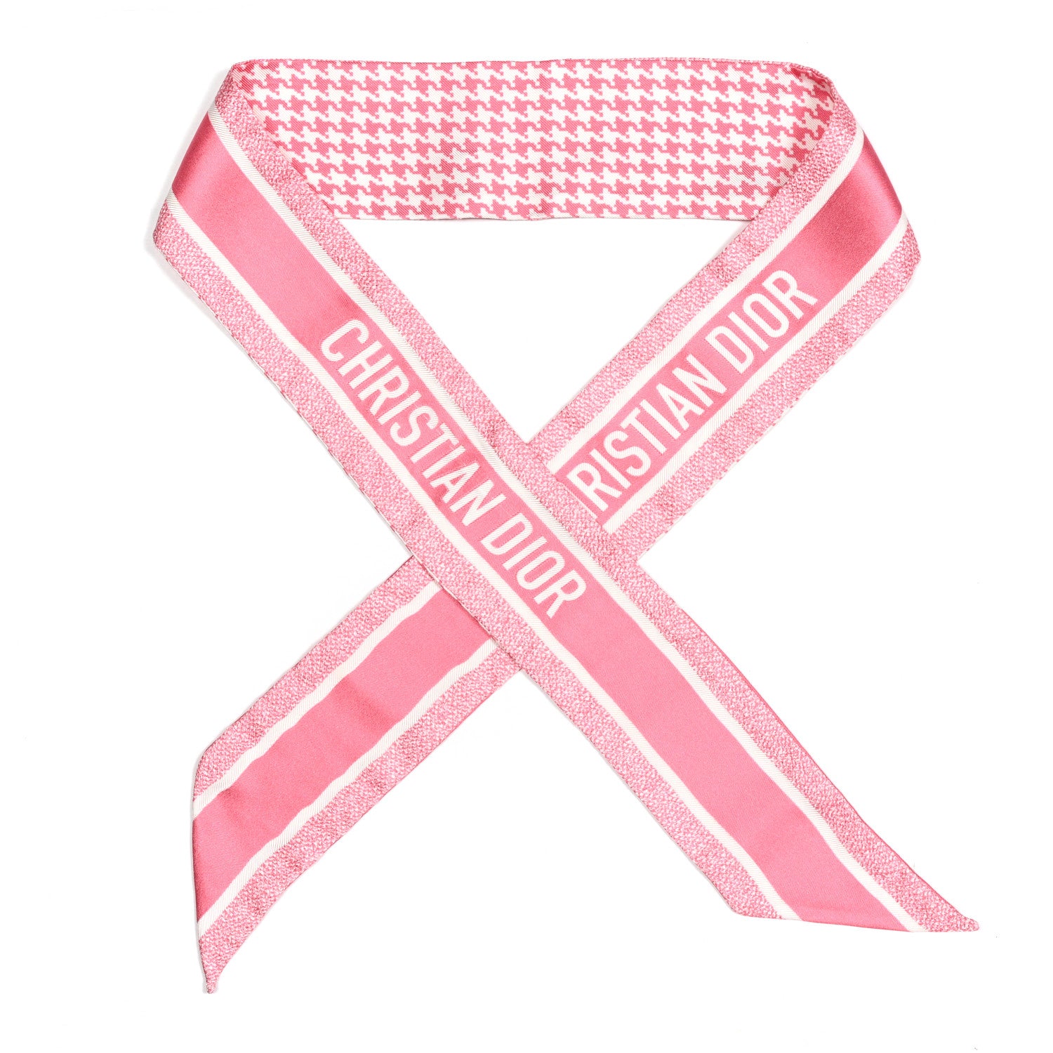 Christian Dior ロゴマフラー ピンク Christian Dior Silk Houndstooth Mitzah Scarf Pink 1323191