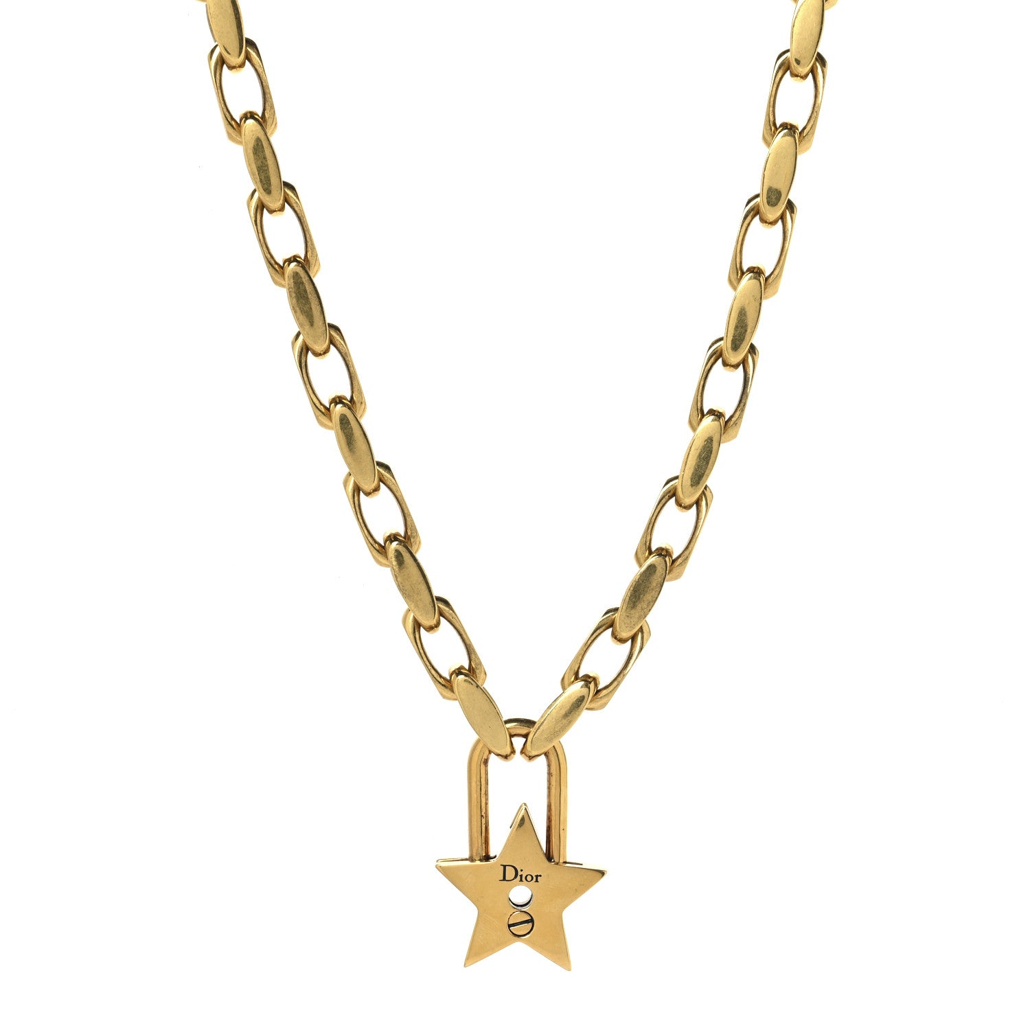 Christian Dior Metal Lucky Star Choker Necklace Aged Gold 1789326
