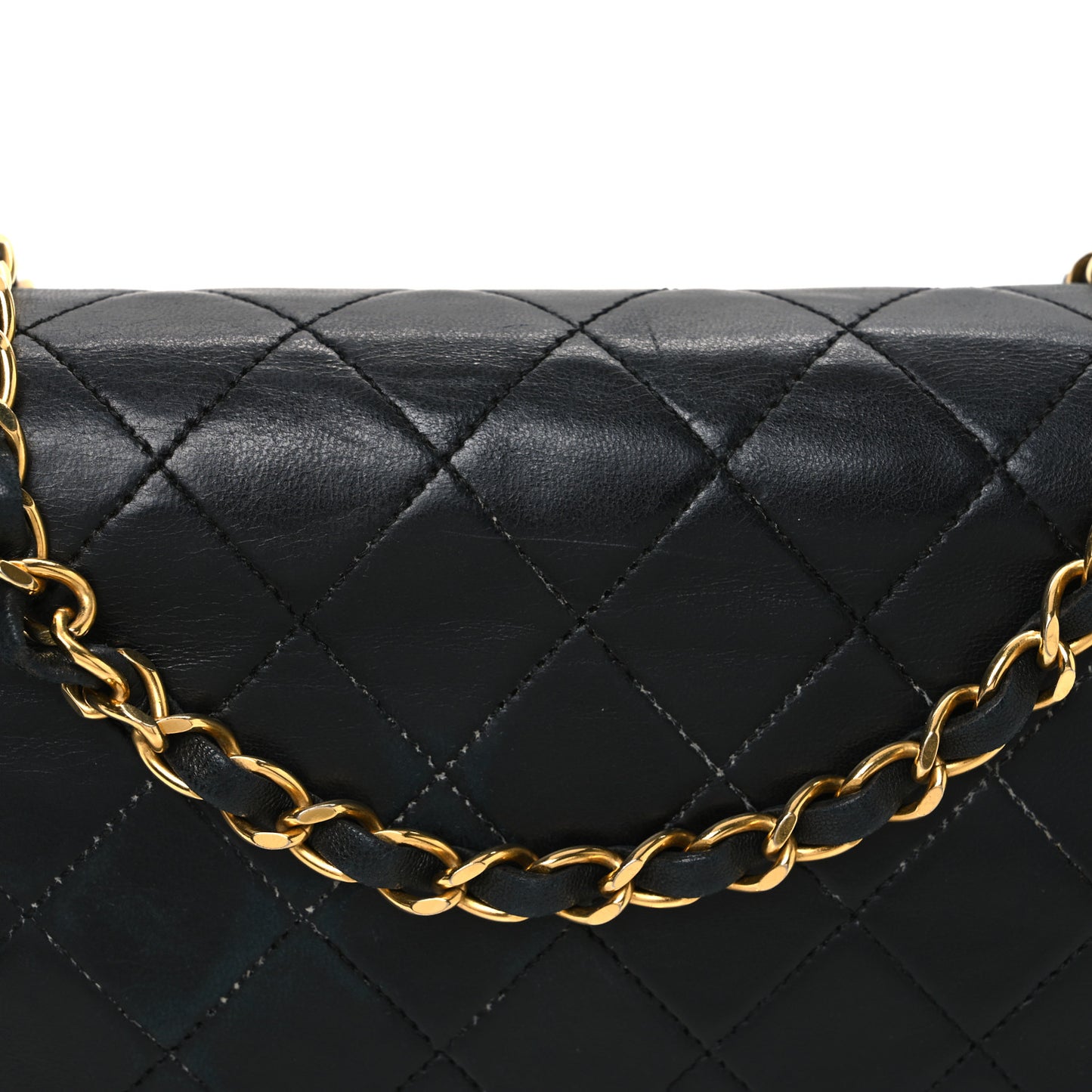 Lambskin Quilted Small Single Flap Black