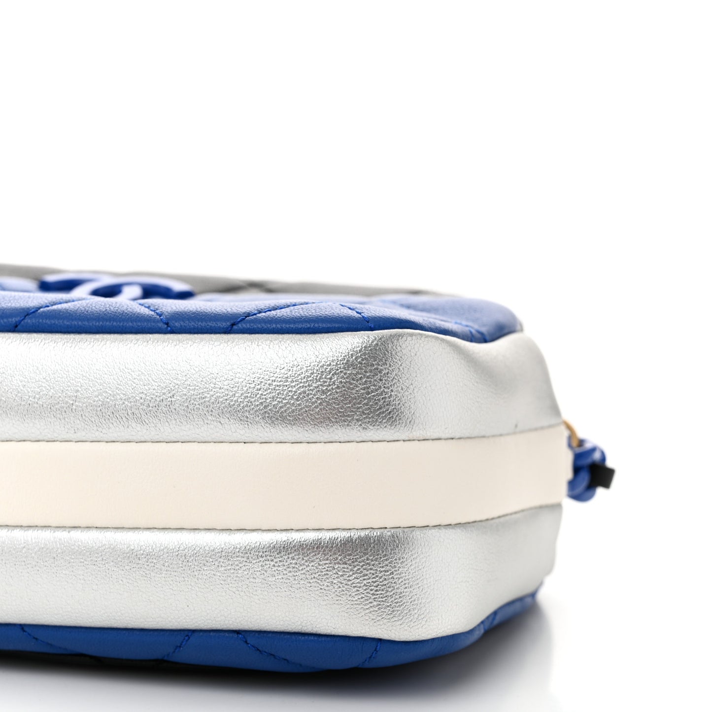 Shiny Lambskin Monochrome Chain Mini Camera Case Bag Blue Black Silver