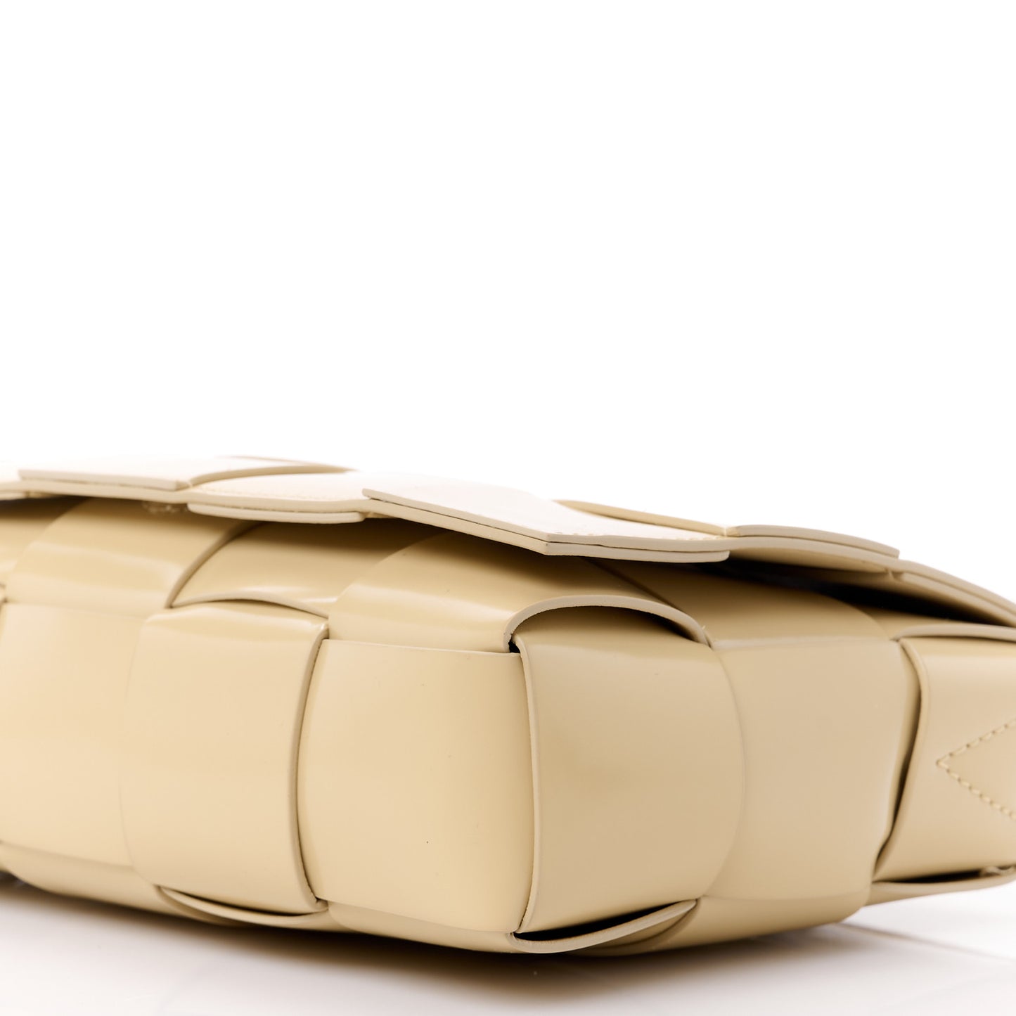 Patent Maxi Intrecciato Cassette Crossbody Bag Beige