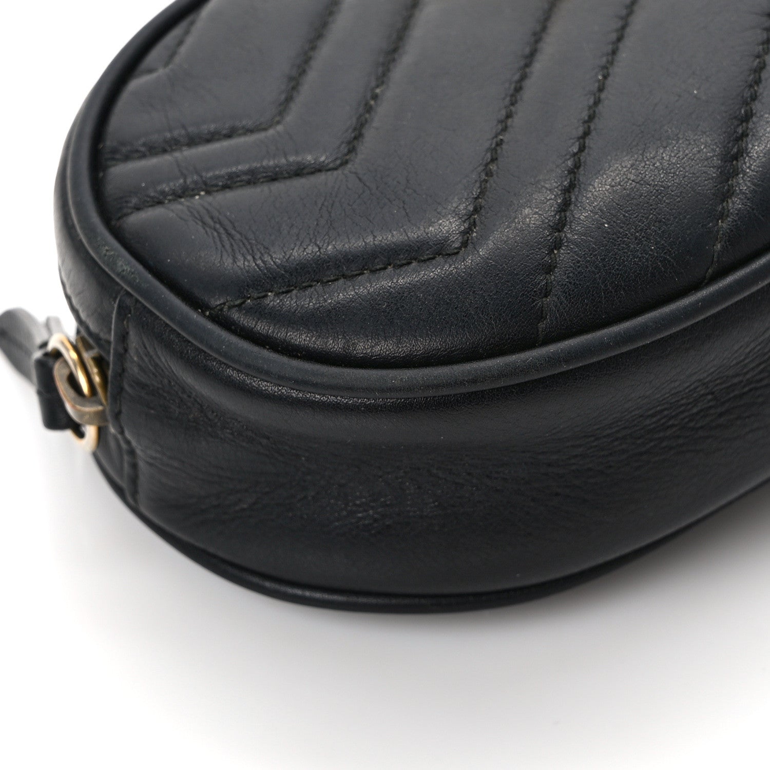 Gucci Calfskin Matelasse GG Marmont Belt Bag 85 34 Black 12 of 15