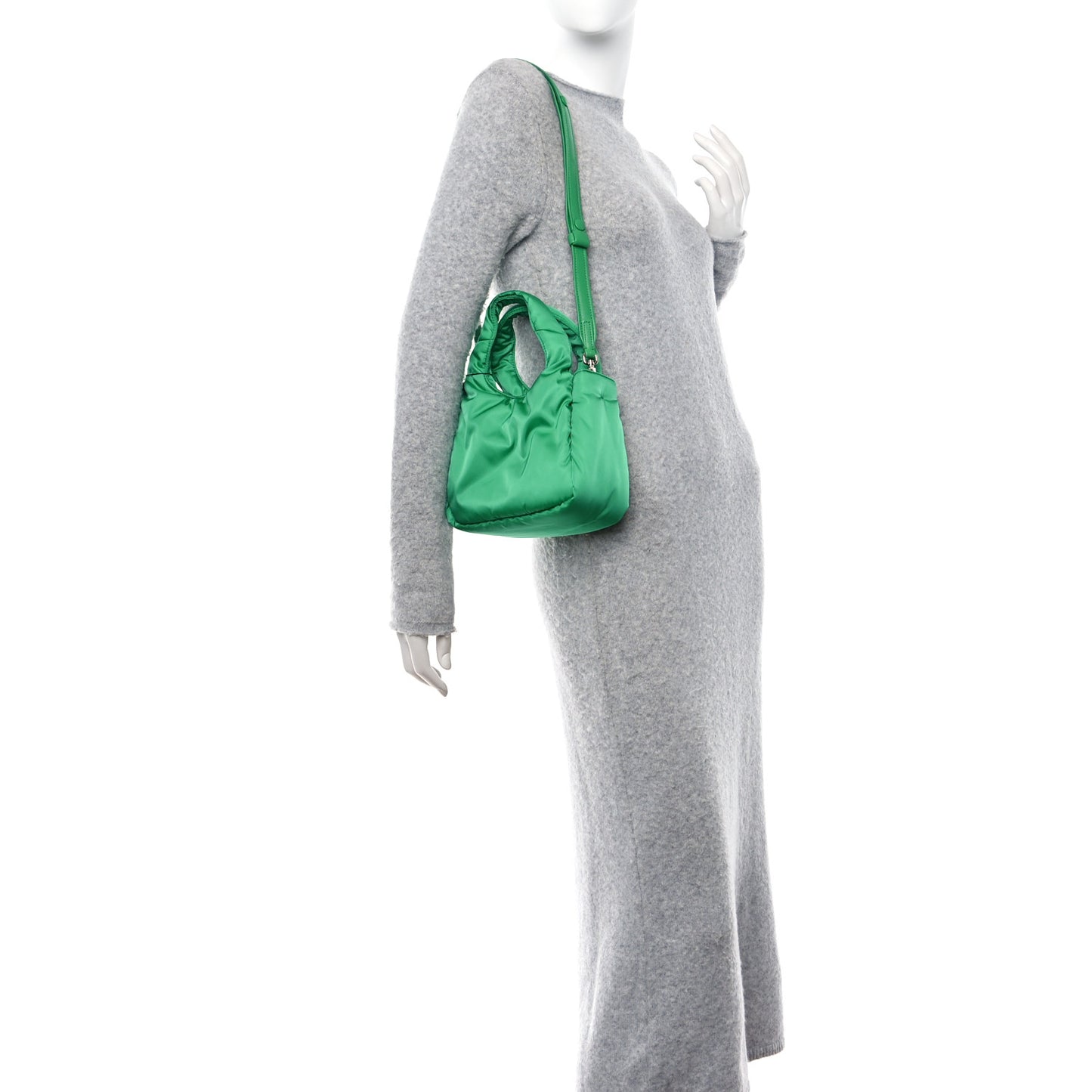 Re-Nylon Soft Padded Small Double Handled Shoulder Bag Mango