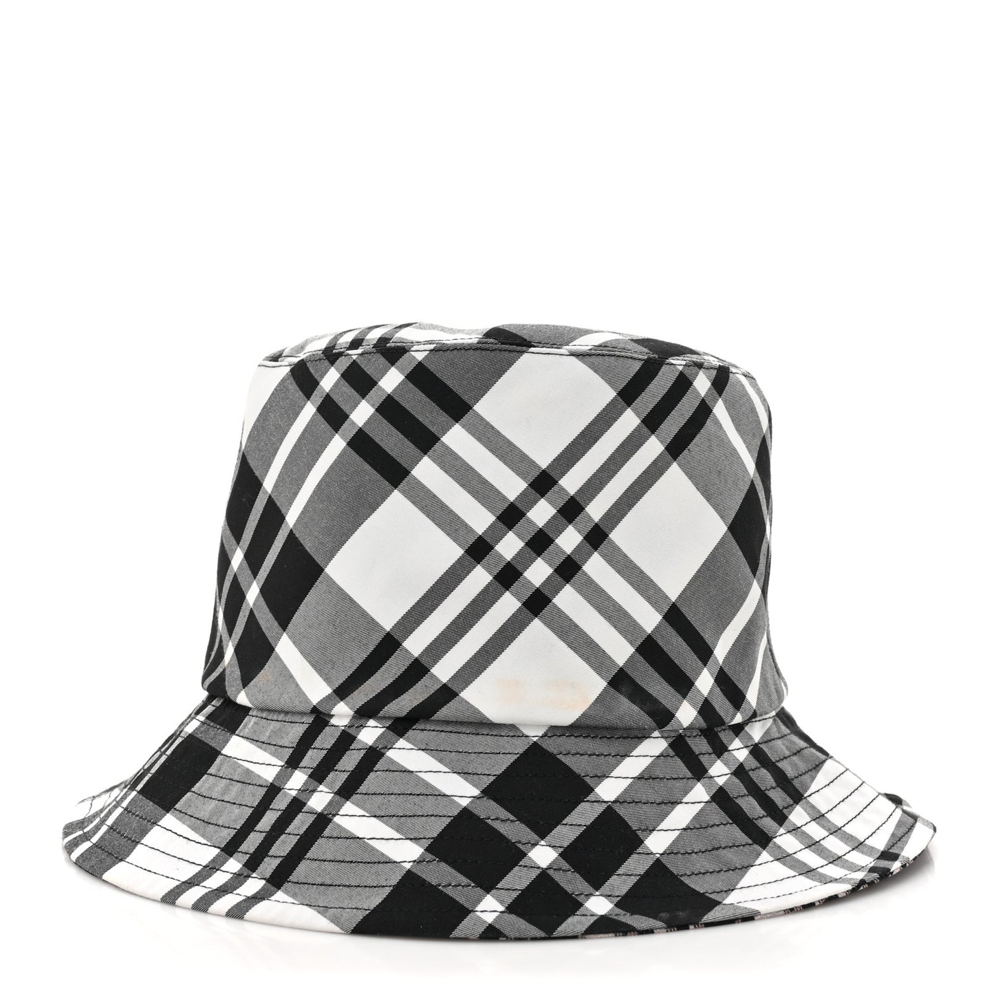 Oblique Plaid Reversible Teddy-D Brim Bucket Hat Black White