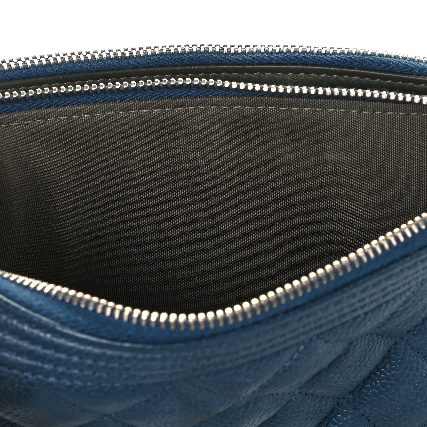 Caviar Quilted Small Boy Clutch With Chain Blue
