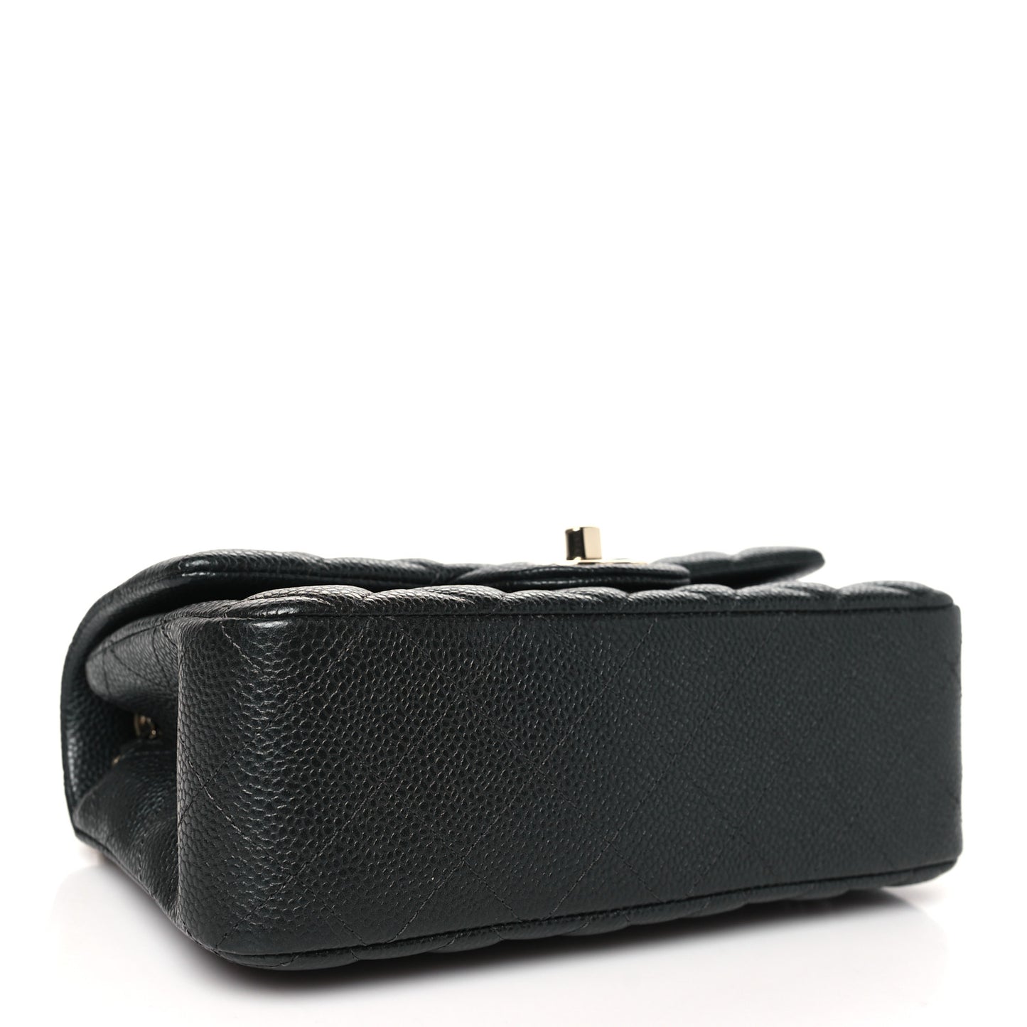 Metallic Caviar Quilted Mini Rectangular Flap Dark Grey