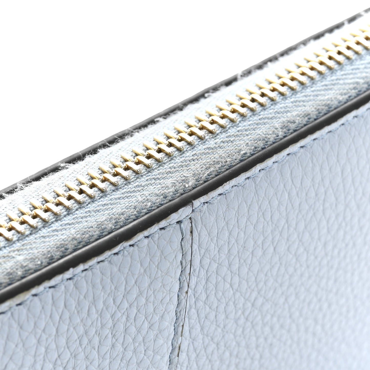 Grained Calfskin Virtus Zip Around Wallet Light Blue