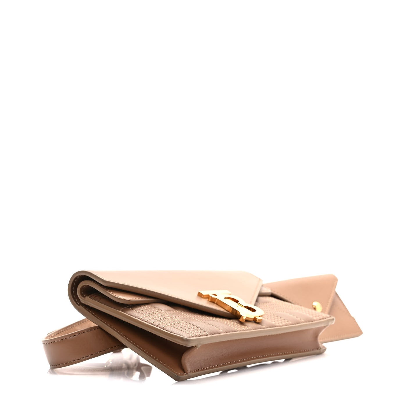 Smooth Calfskin Quilted Check TB Envelope Belt Bag Tan
