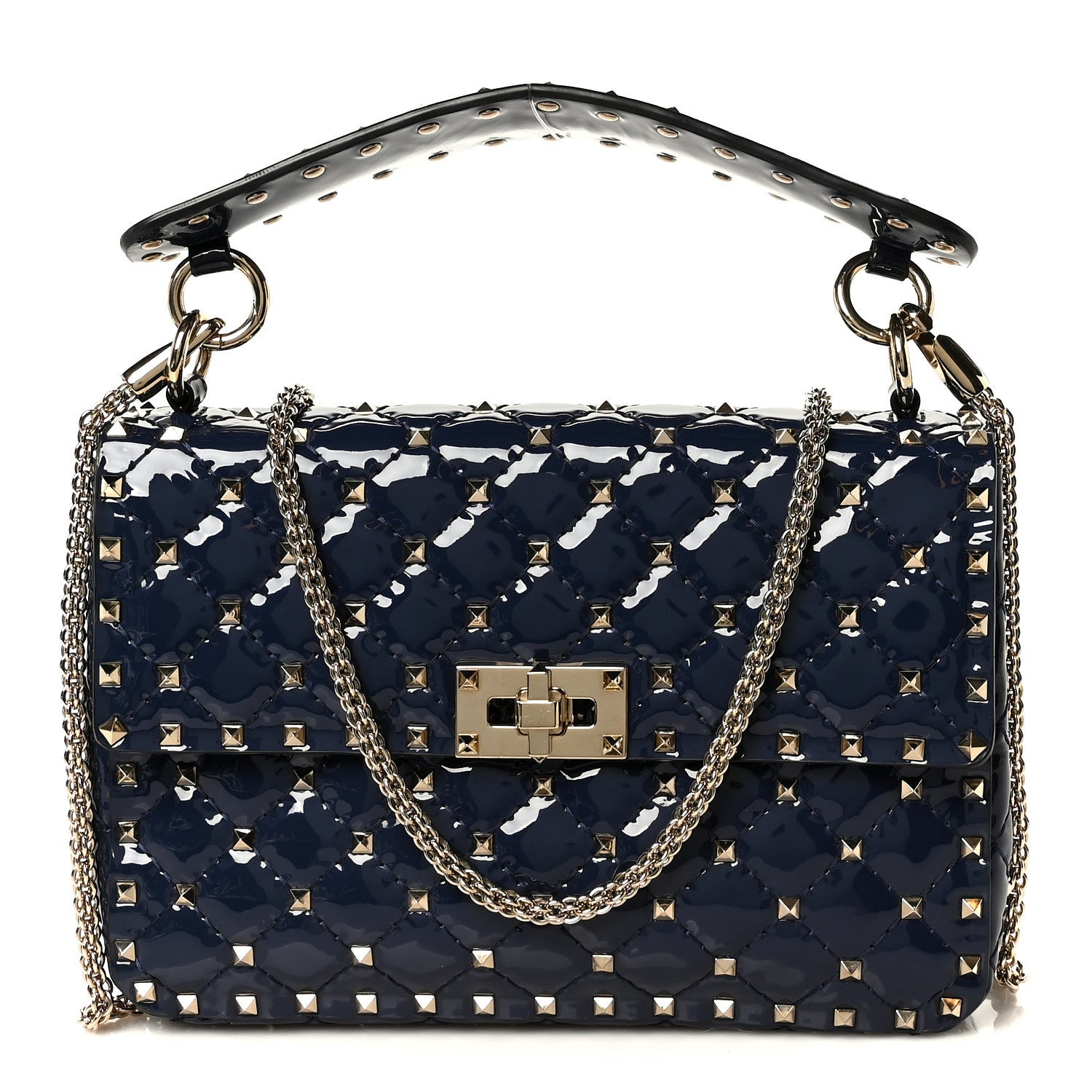 grace VALENTINO ROCKSTUD BAG ほぼ新品 Valentino Garavani Patent Medium Rockstud Spike Shoulder Bag Pure