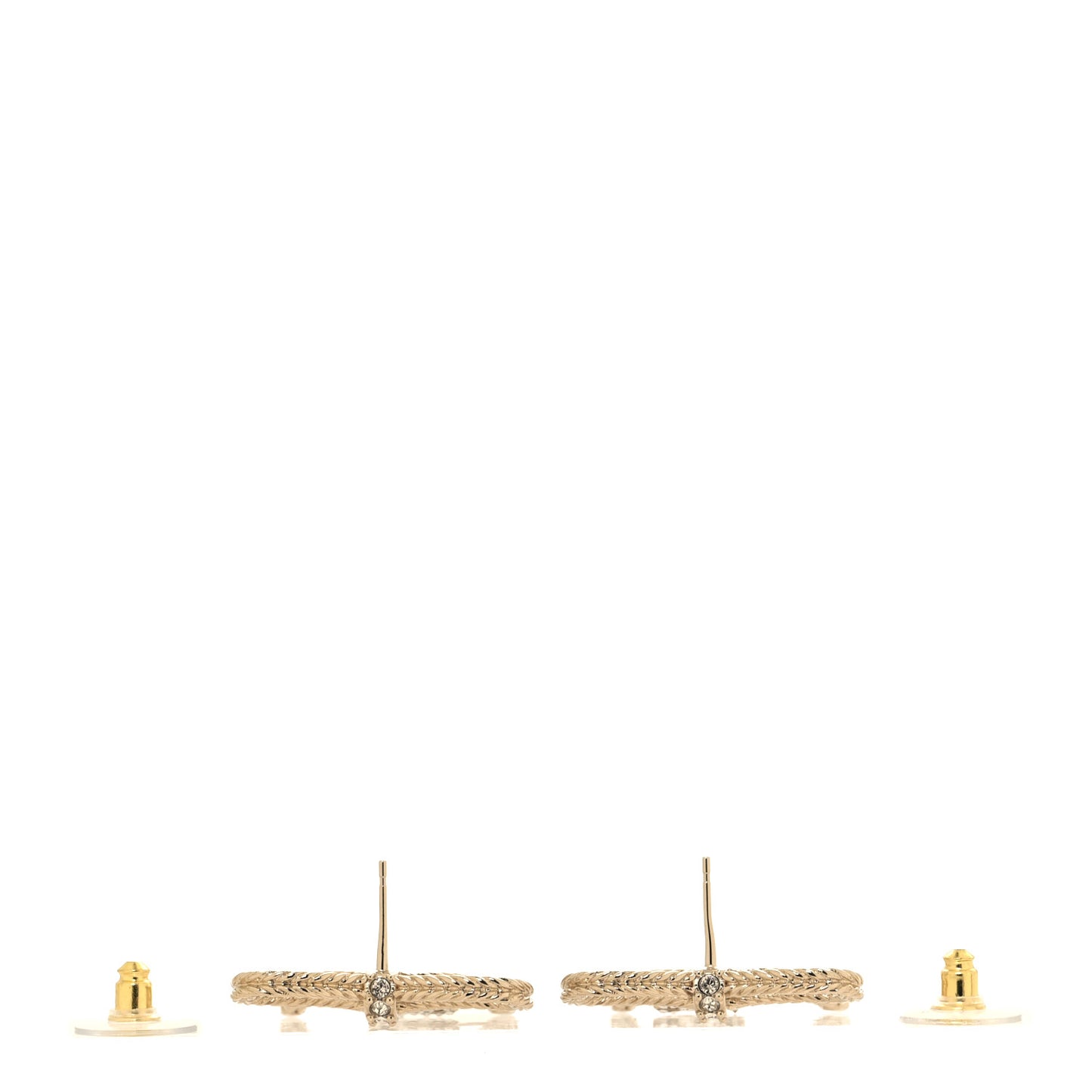 Crystal CC Bow Drop Earrings Gold