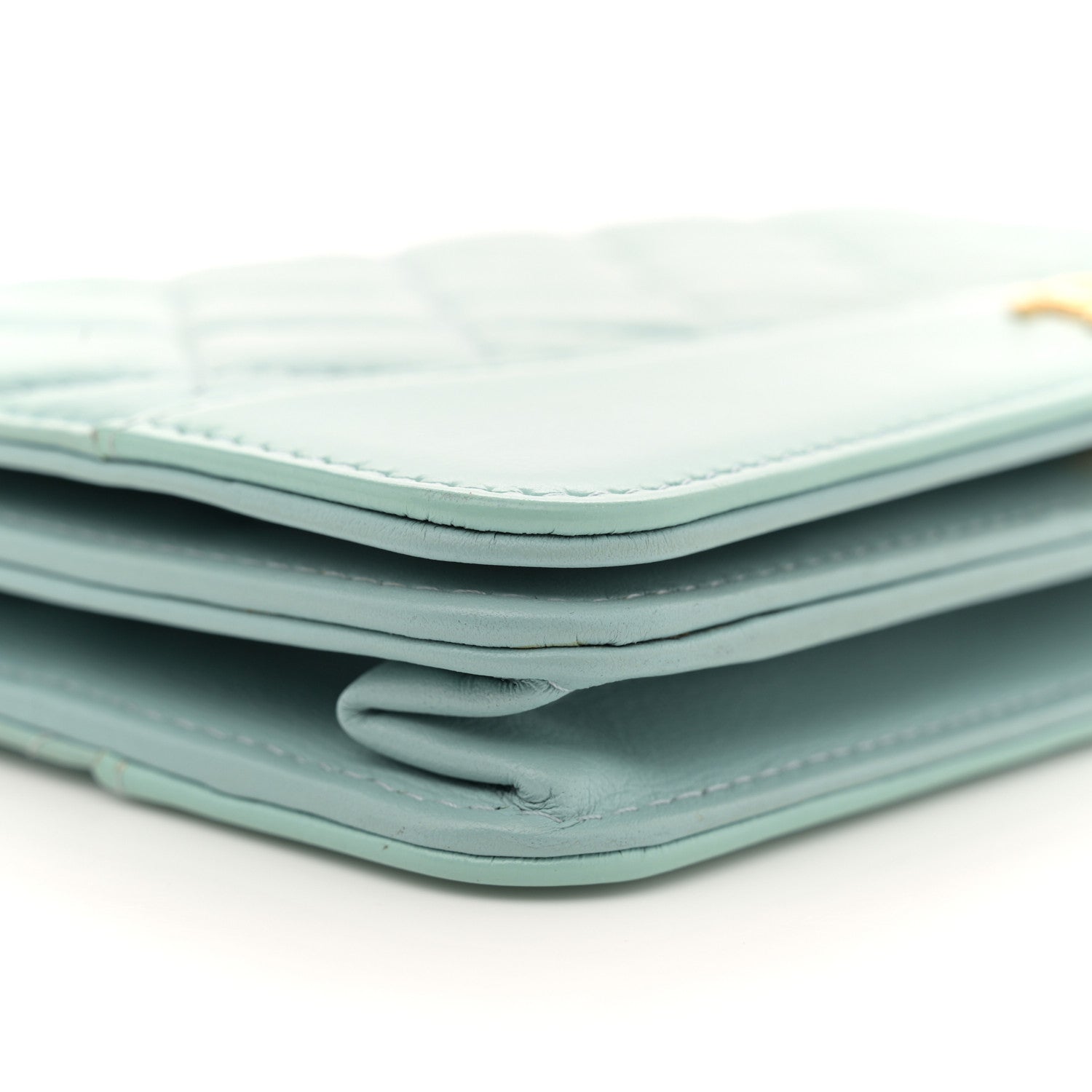 Chanel Aged Calfskin Quilted Gabrielle Wallet On Chain WOC Light Blue 9 of 12