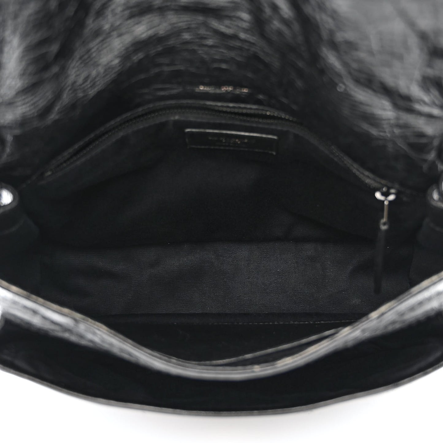Crinkled Calfskin Matelasse Monogram Medium Niki Chain Satchel Black
