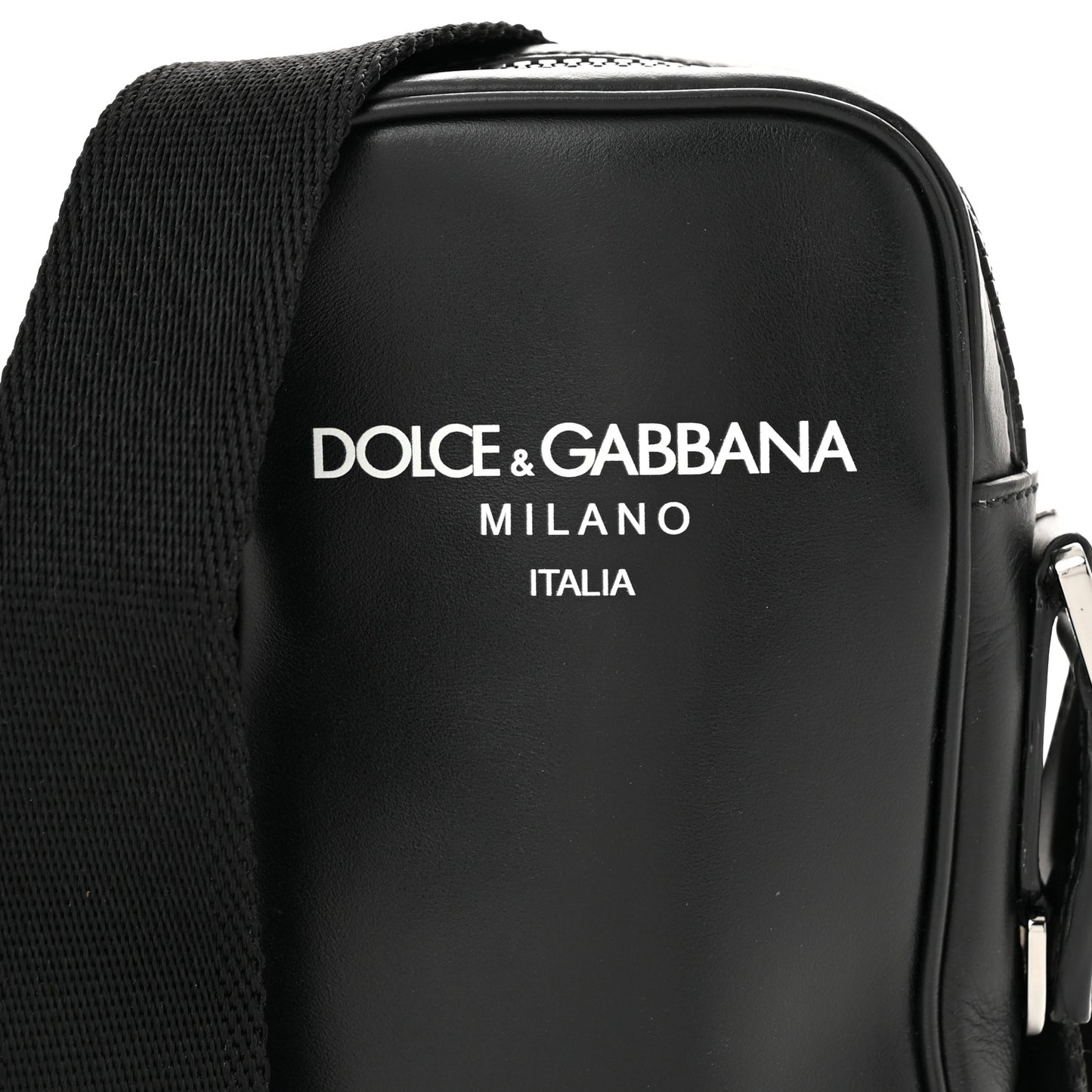 Calfskin Logo Crossbody Bag Black