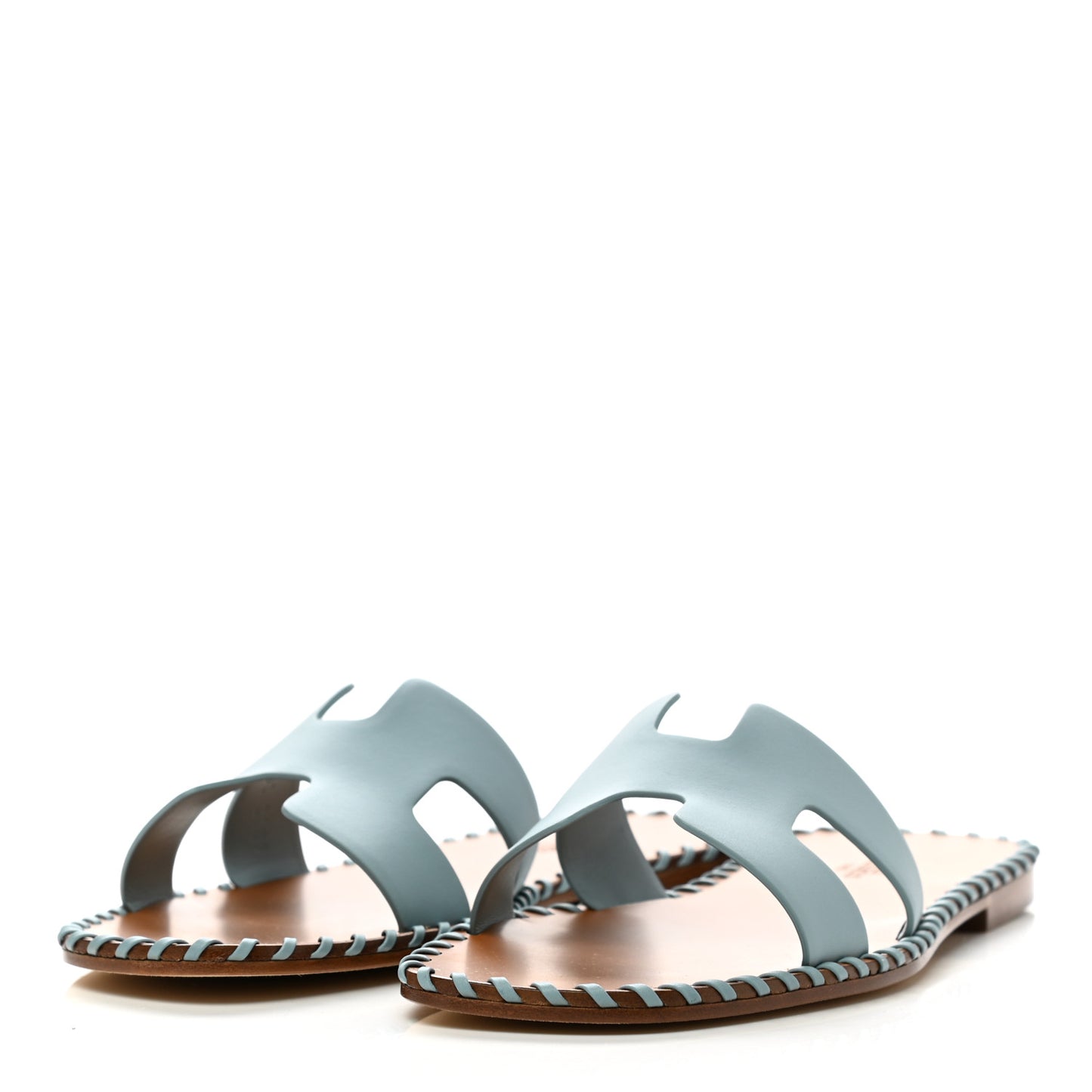 Box Calfskin Braided Oran Sandals 38 Vert D'Eau