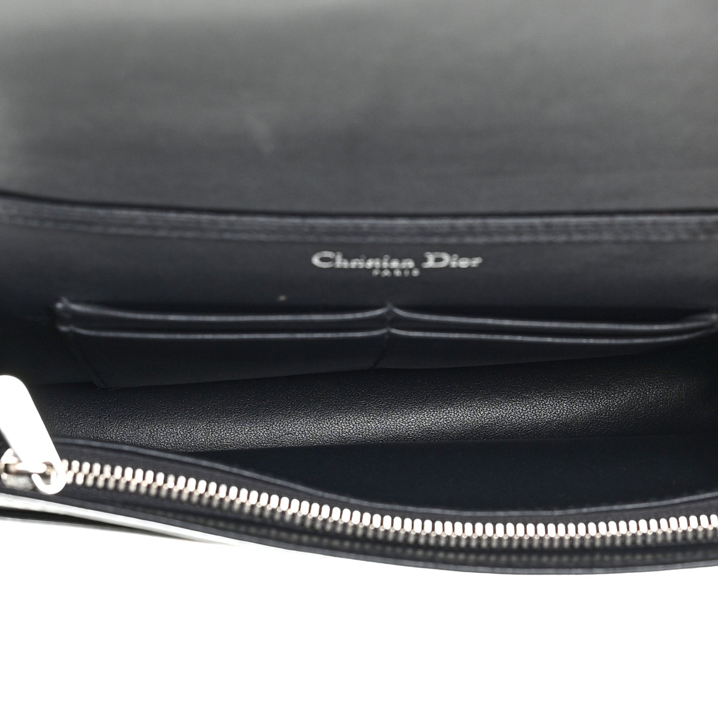 Metallic Patent Micro-Cannage Diorama Wallet on Chain Pouch Silver