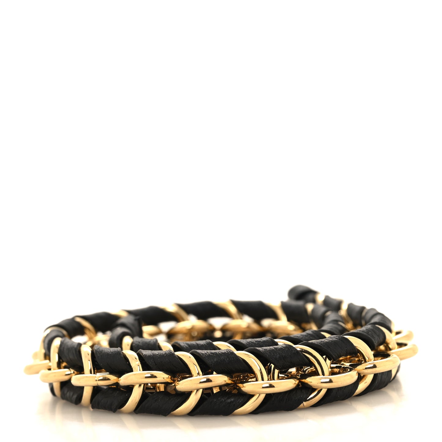 Calfskin Vanity Chain Pouch Shoulder Strap Black Gold