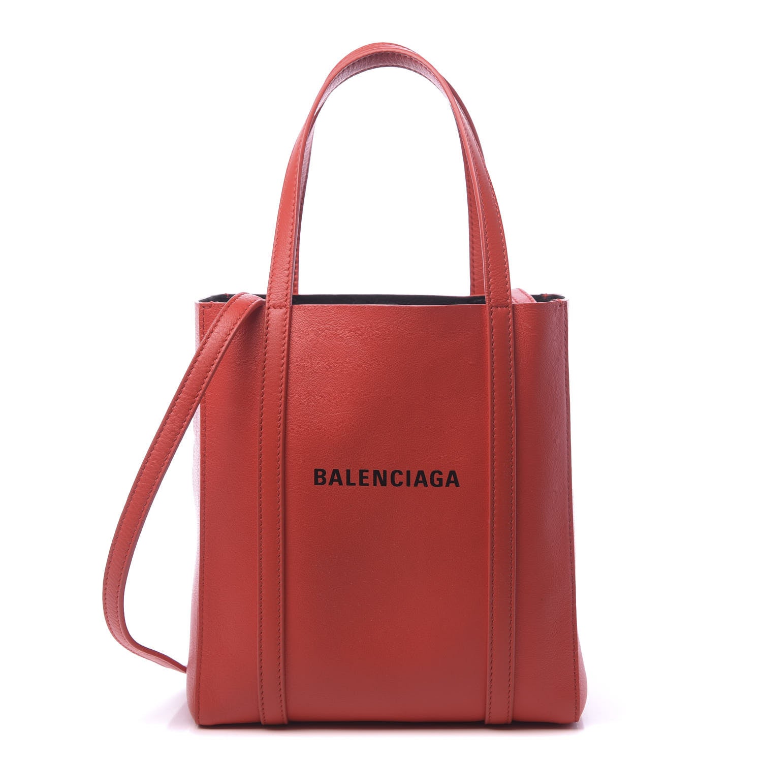 Balenciaga Smooth Calfskin Logo XXS Everyday Tote Vivid Red Black
