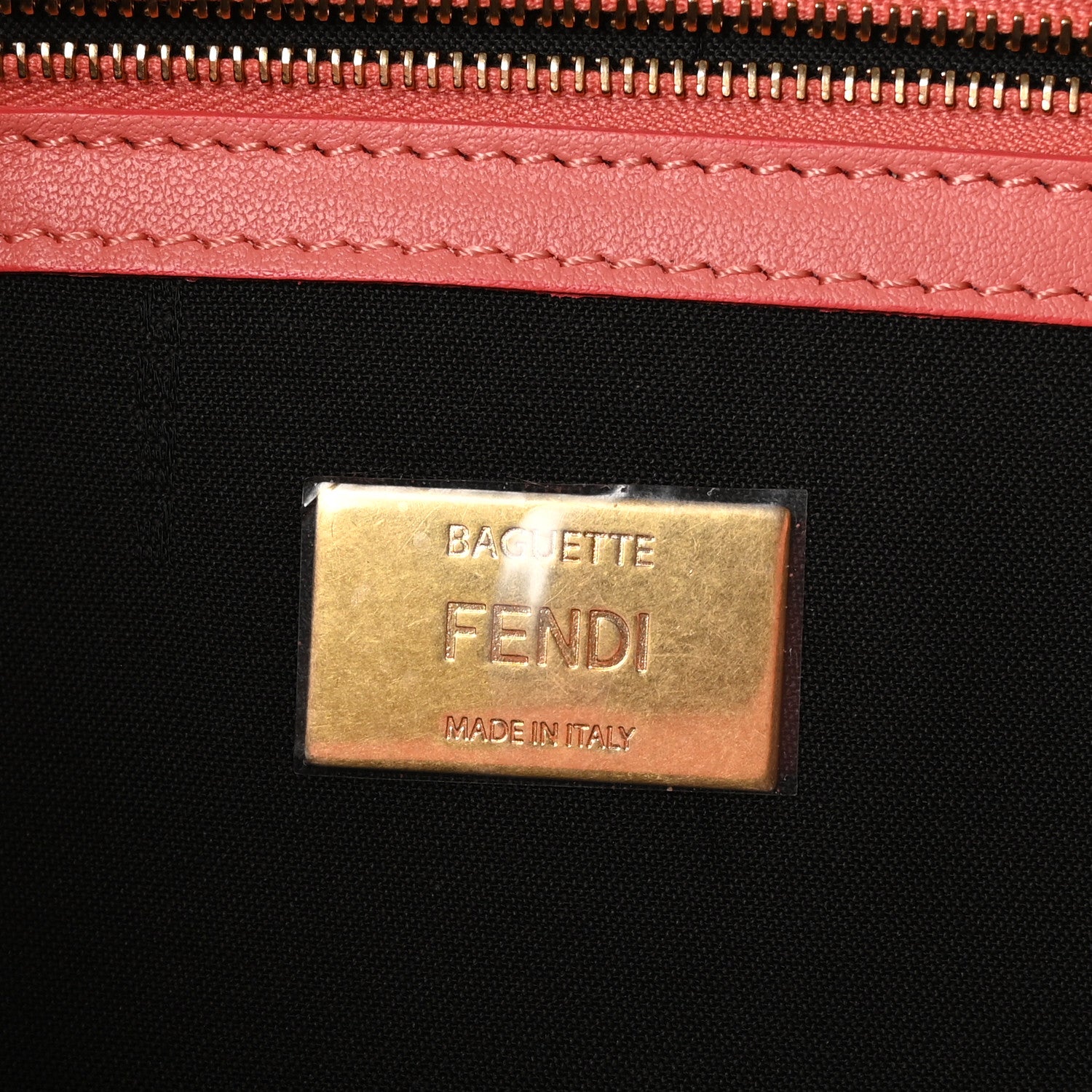 Fendi Nappa FF 1974 Embossed Baguette Rosa Pesca 6 of 10