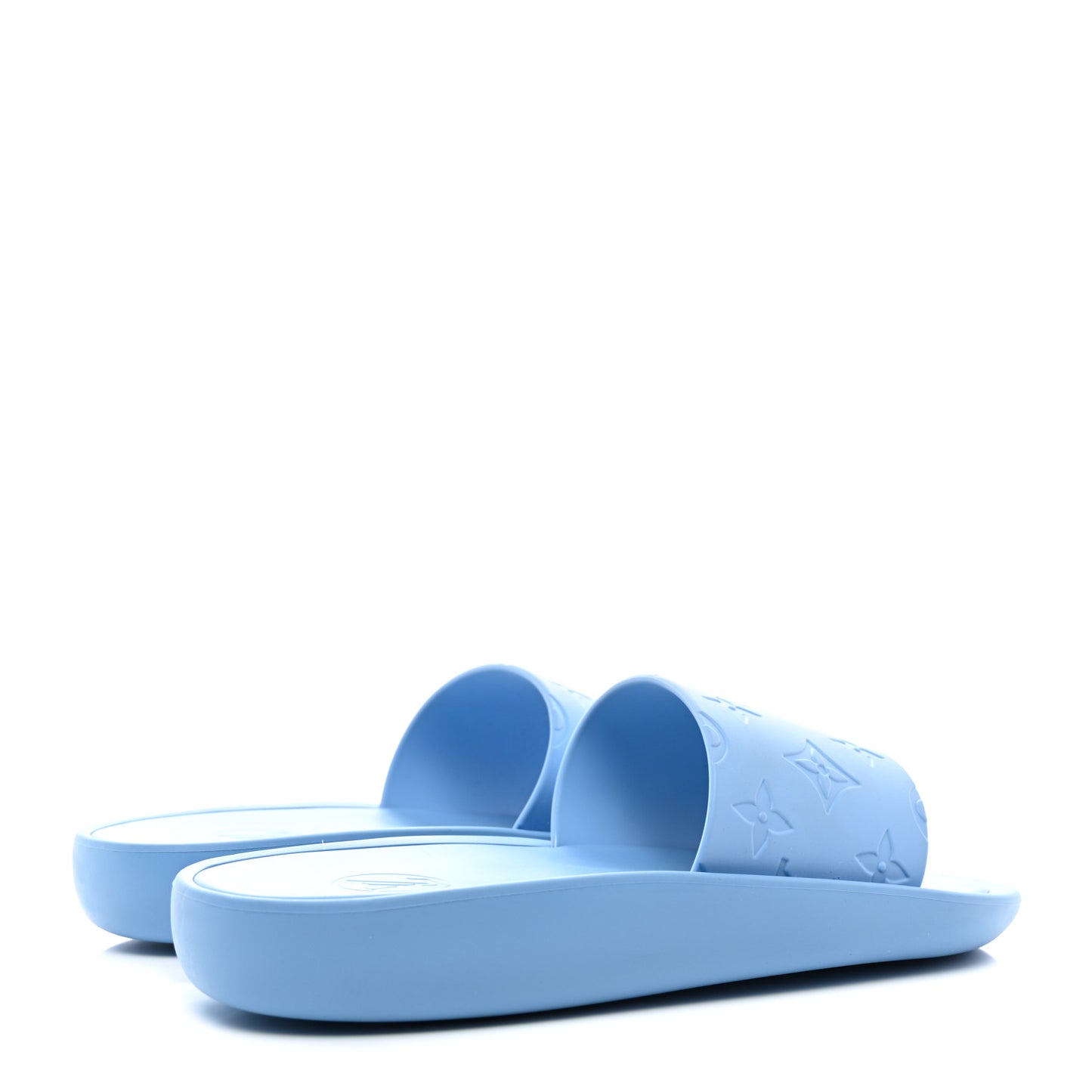 Rubber Monogram Embossed Sunbath Flat Mule 37 Blue
