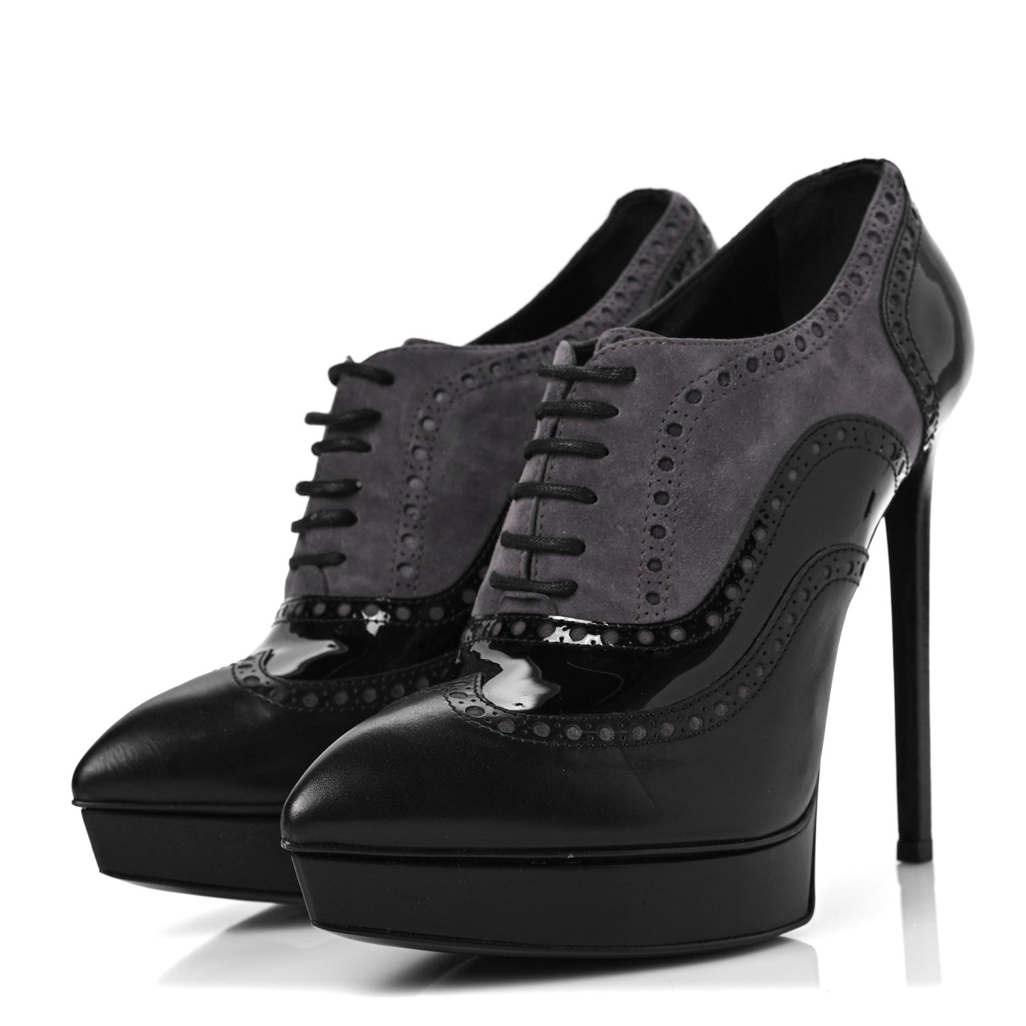 Nappa Patent Suede Tribtoo 105 Lace Up Booties 40.5 Black