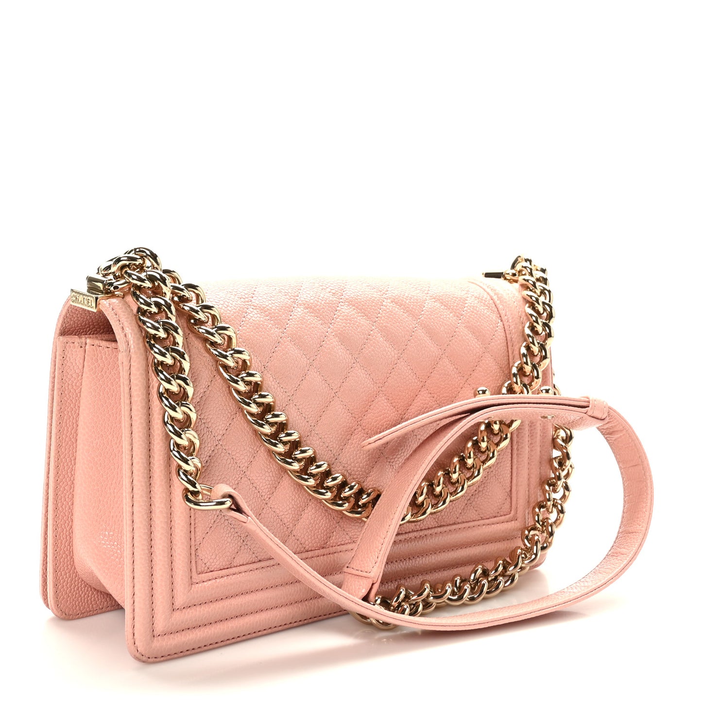 Caviar Quilted Medium Boy Flap Light Pink