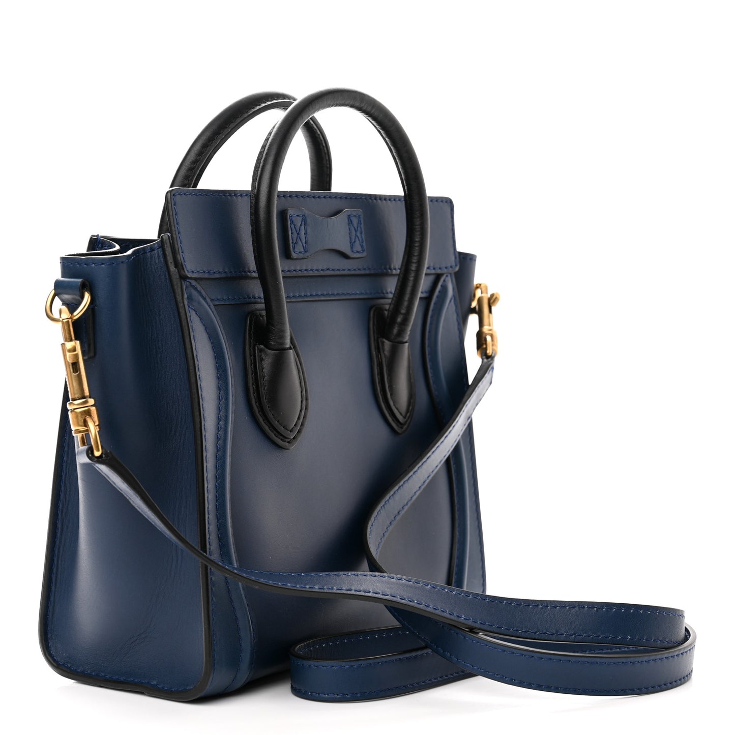 Smooth Calfskin Nano Luggage Ocean Blue Black
