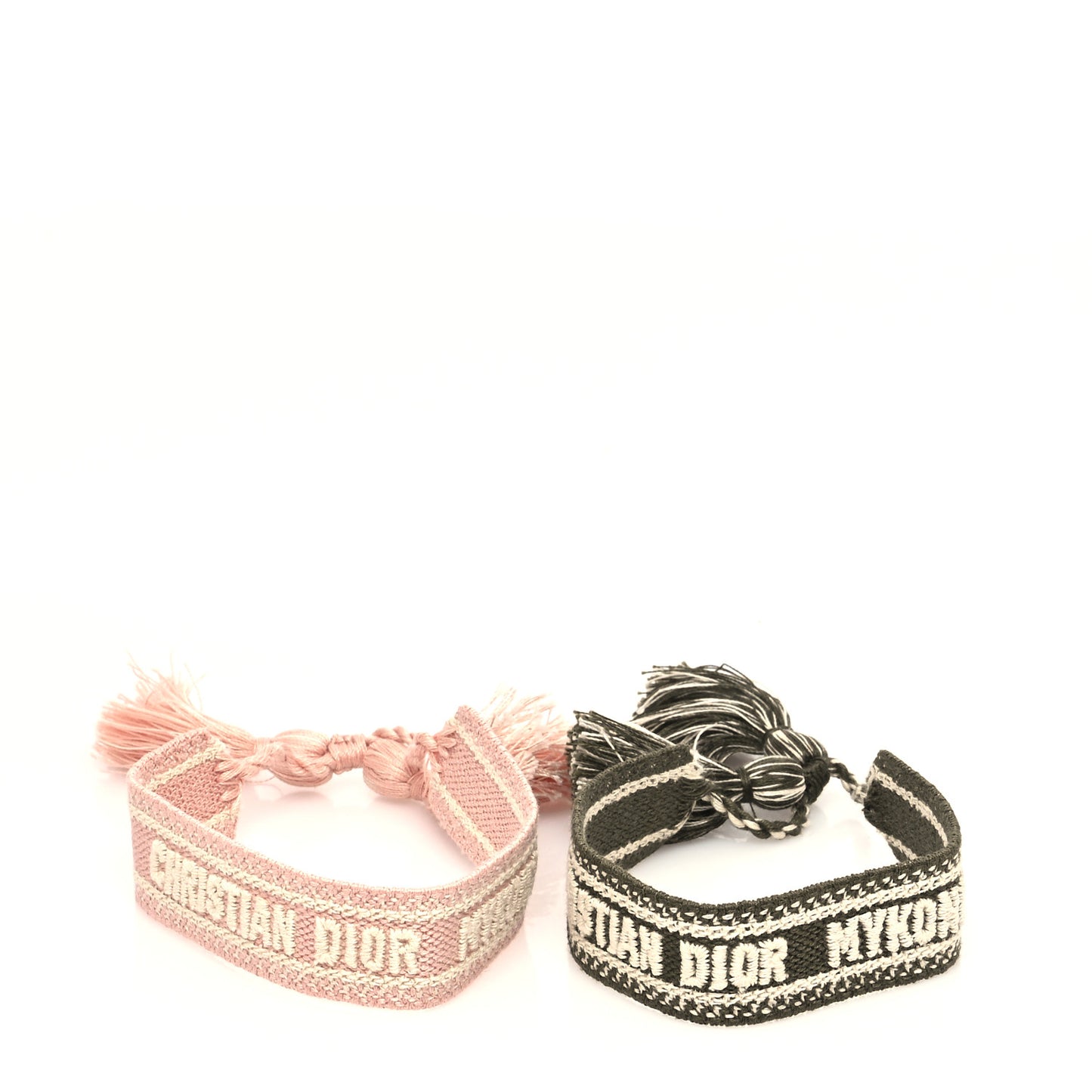 Woven Cotton J'Adior Friendship Bracelet Set Pink Black