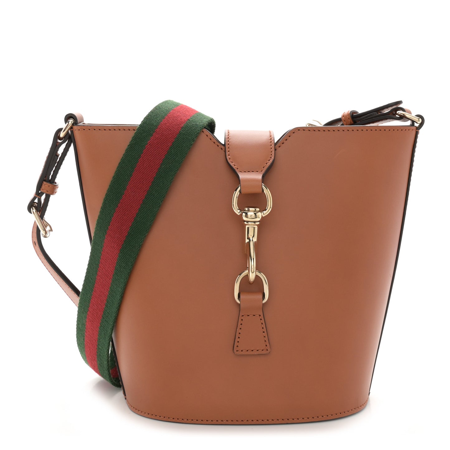 Tritone Calfskin Web Mini Ophidia Bucket Bag Brown