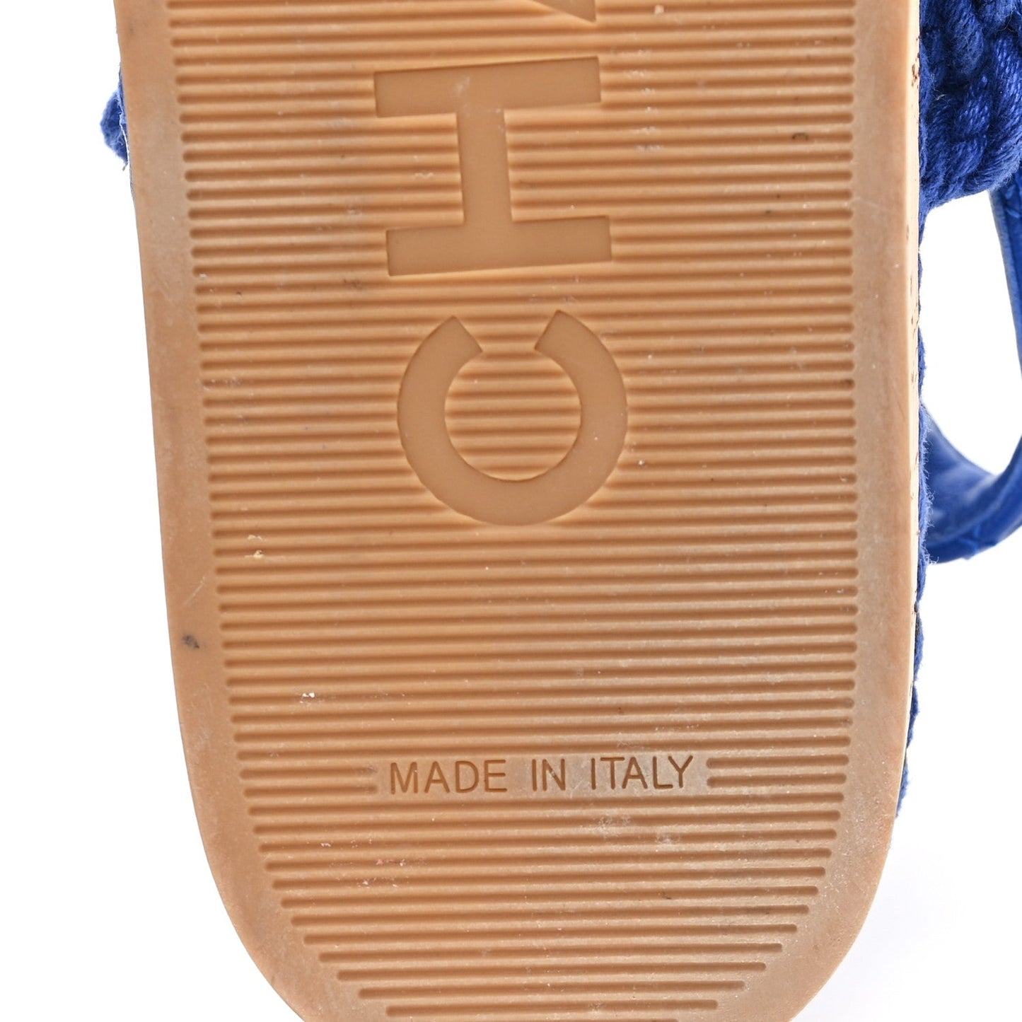 Cord Lambskin Quilted Logo Sandals 37 Blue
