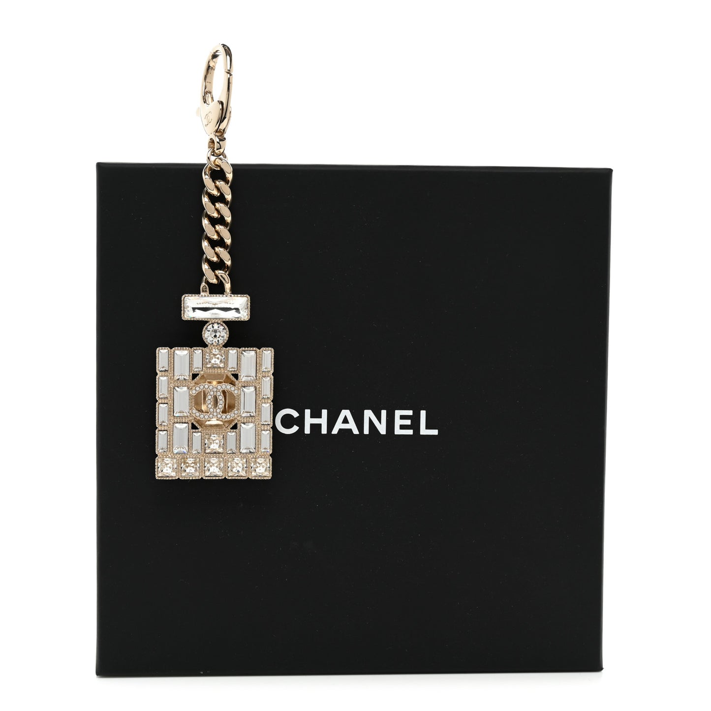 Crystal CC Perfume Key Chain Charm Gold