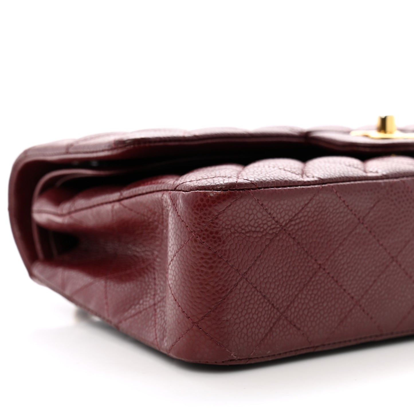 Caviar Quilted Medium Double Flap Burgundy