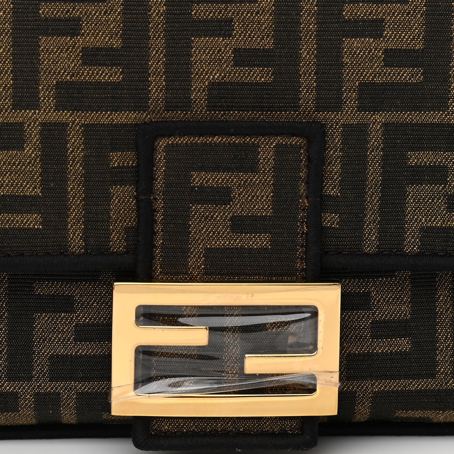 Fendi Fabric Jacquard FF 1974 Medium Baguette Tobacco Moro Black 8 of 13