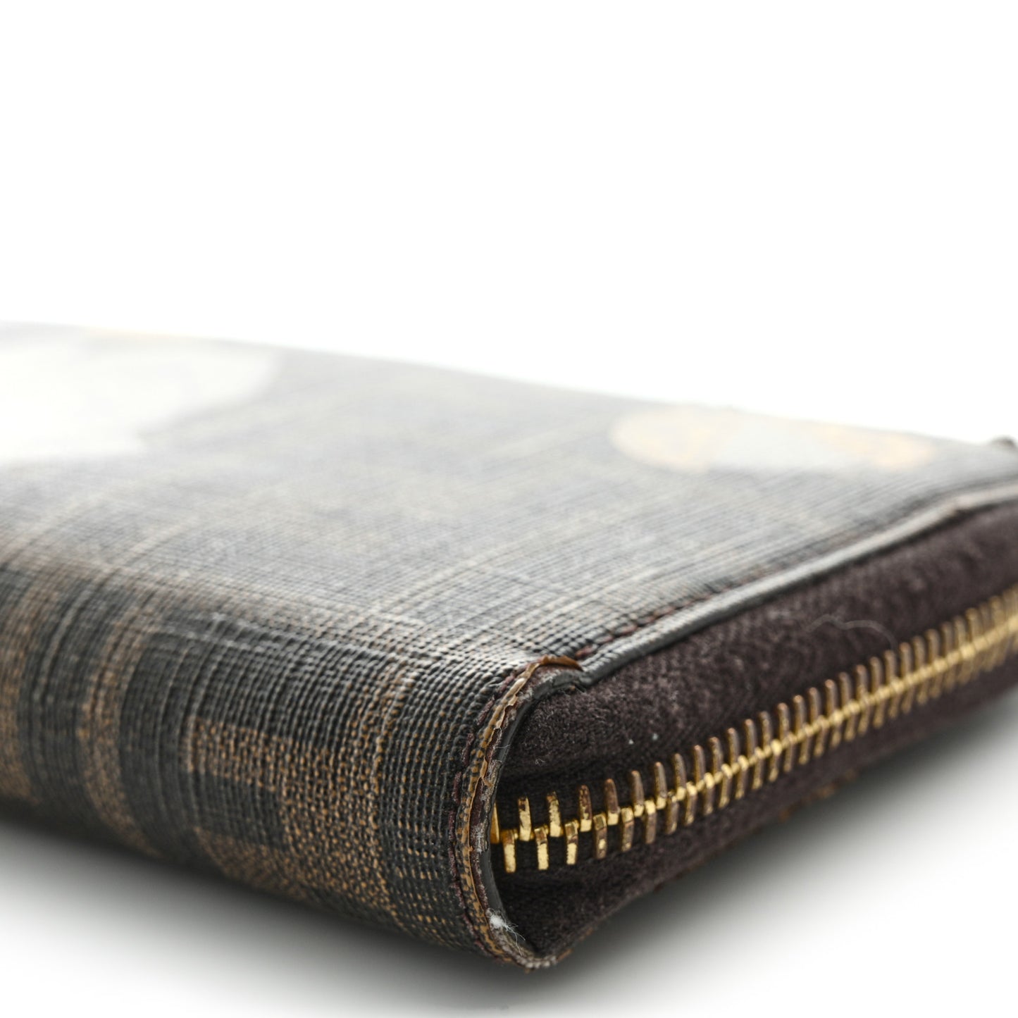 Zucca Spalmati Vitello Elite Rose Ladybug Zip Around Wallet Tobacco Yellow