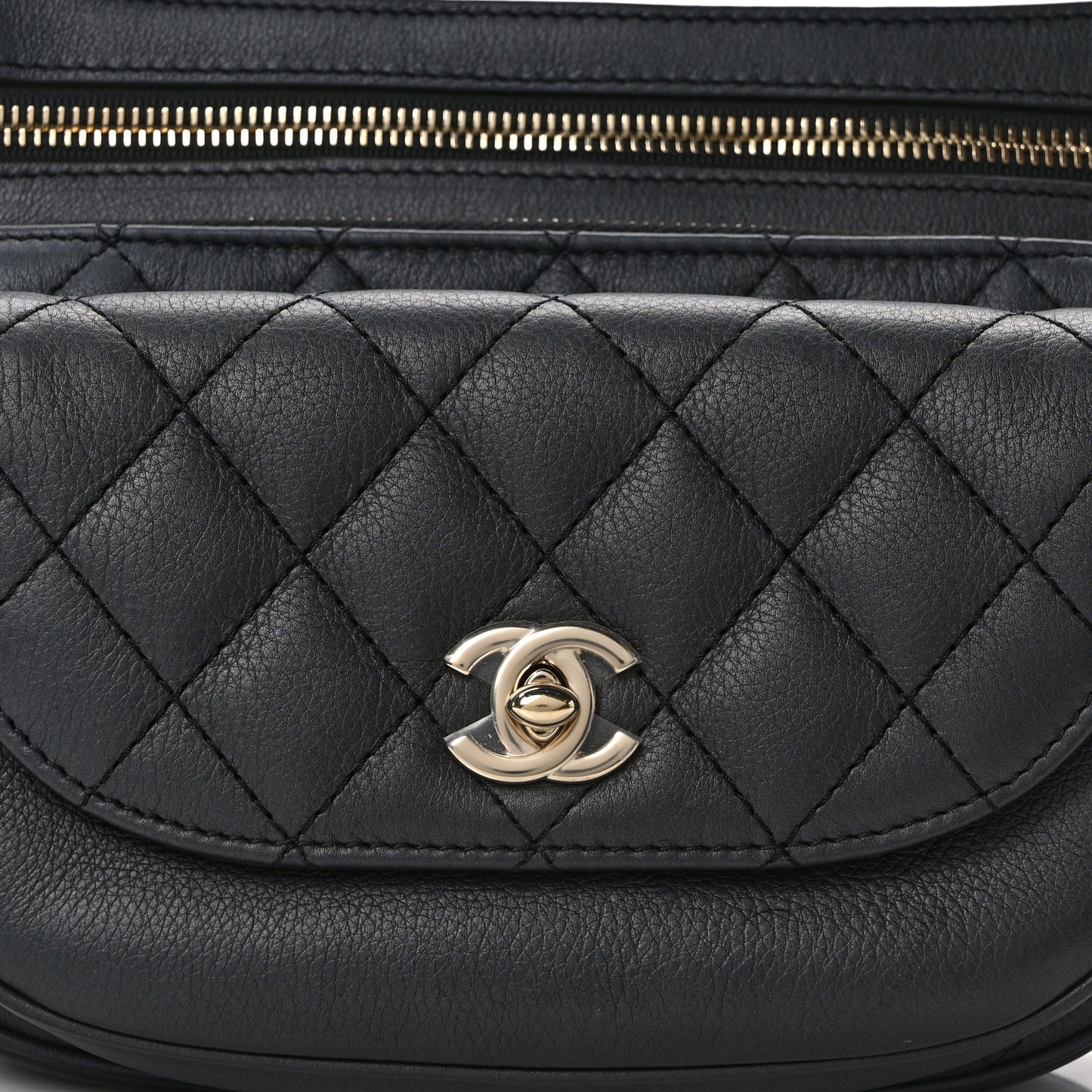 Calfskin Quilted Waist Bag Black