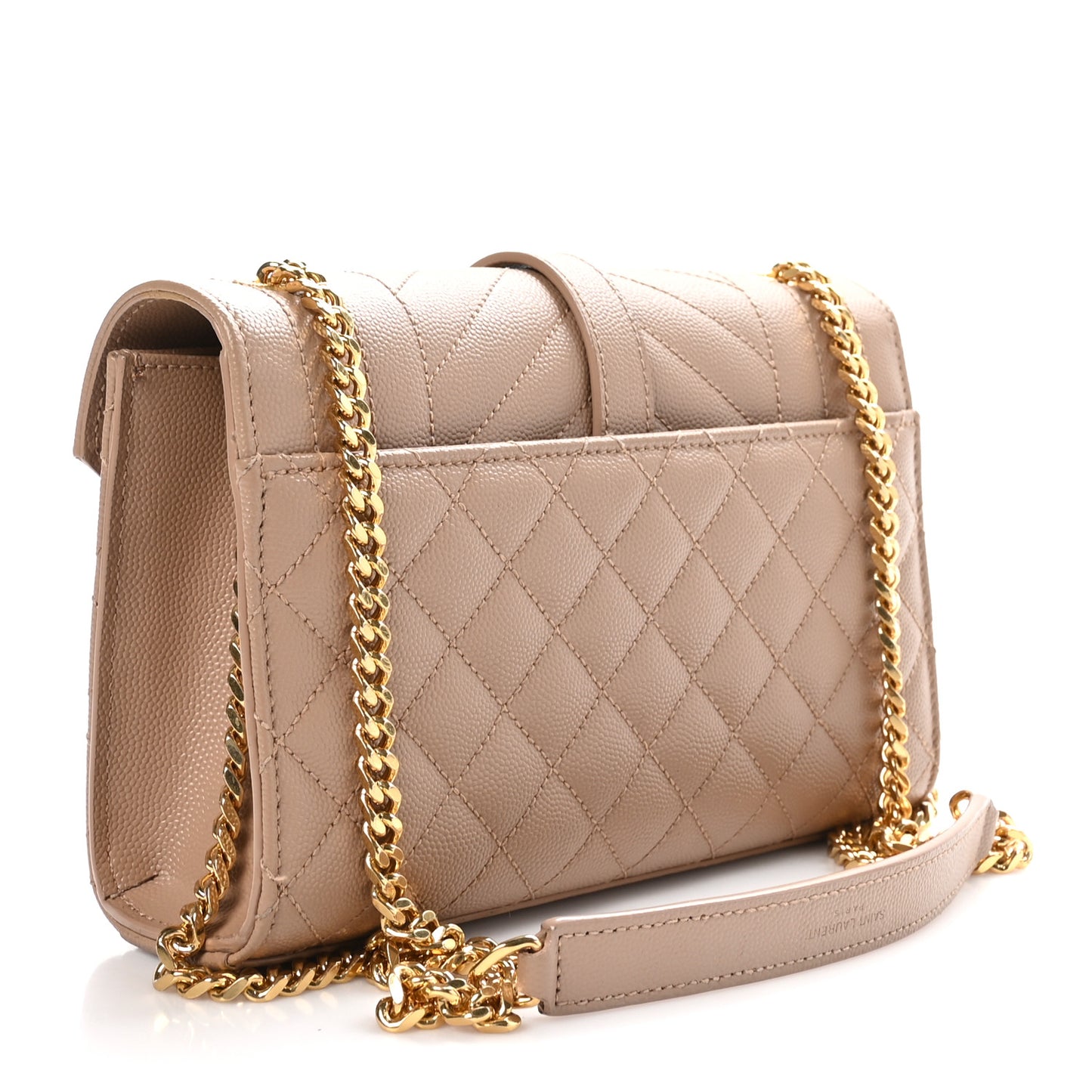 Grain De Poudre Textured Mixed Matelasse Triquilt Small Monogram Satchel Dark Beige