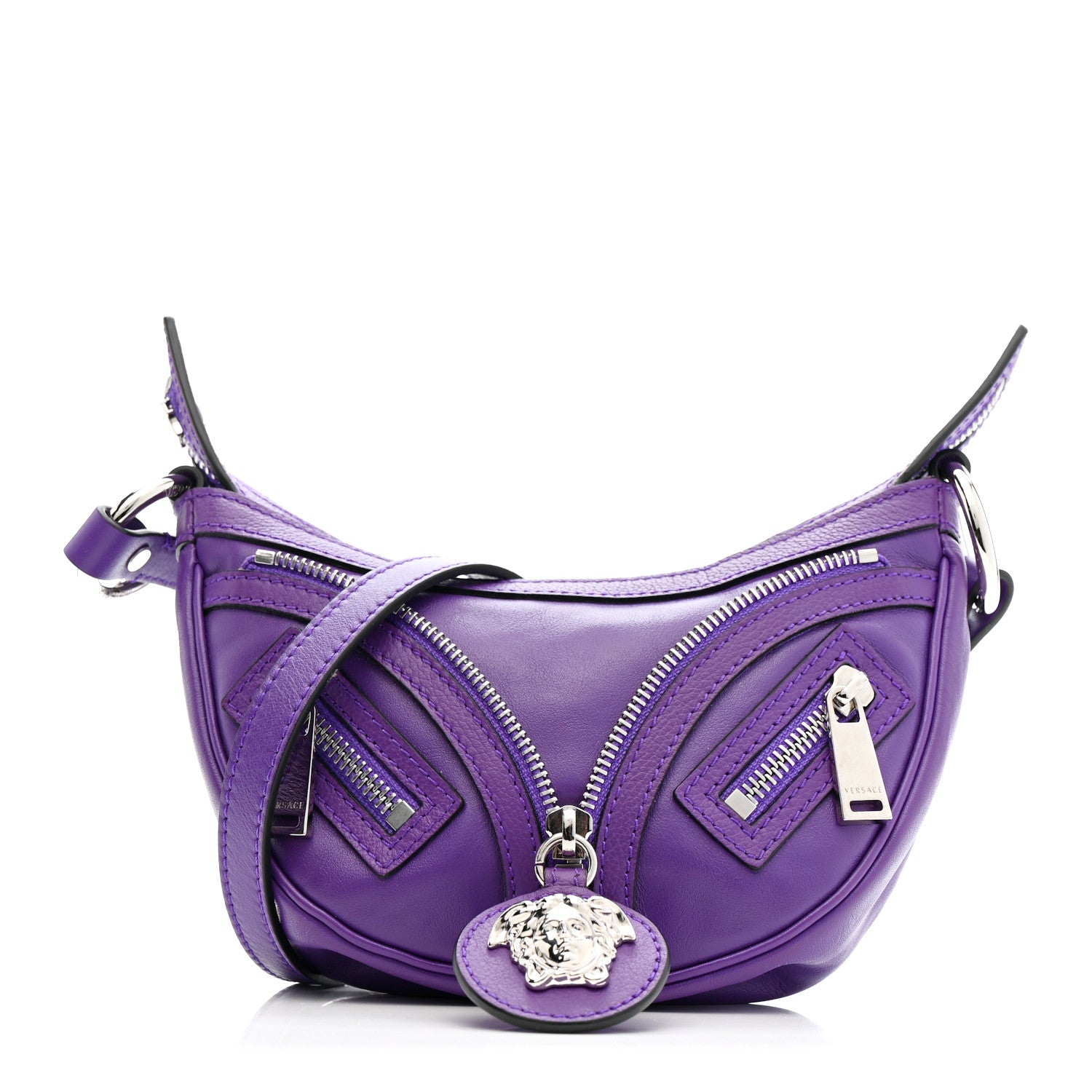 Versace Calfskin Mini Repeat Zip Hobo Purple 1832234 – FASHIONPHILE