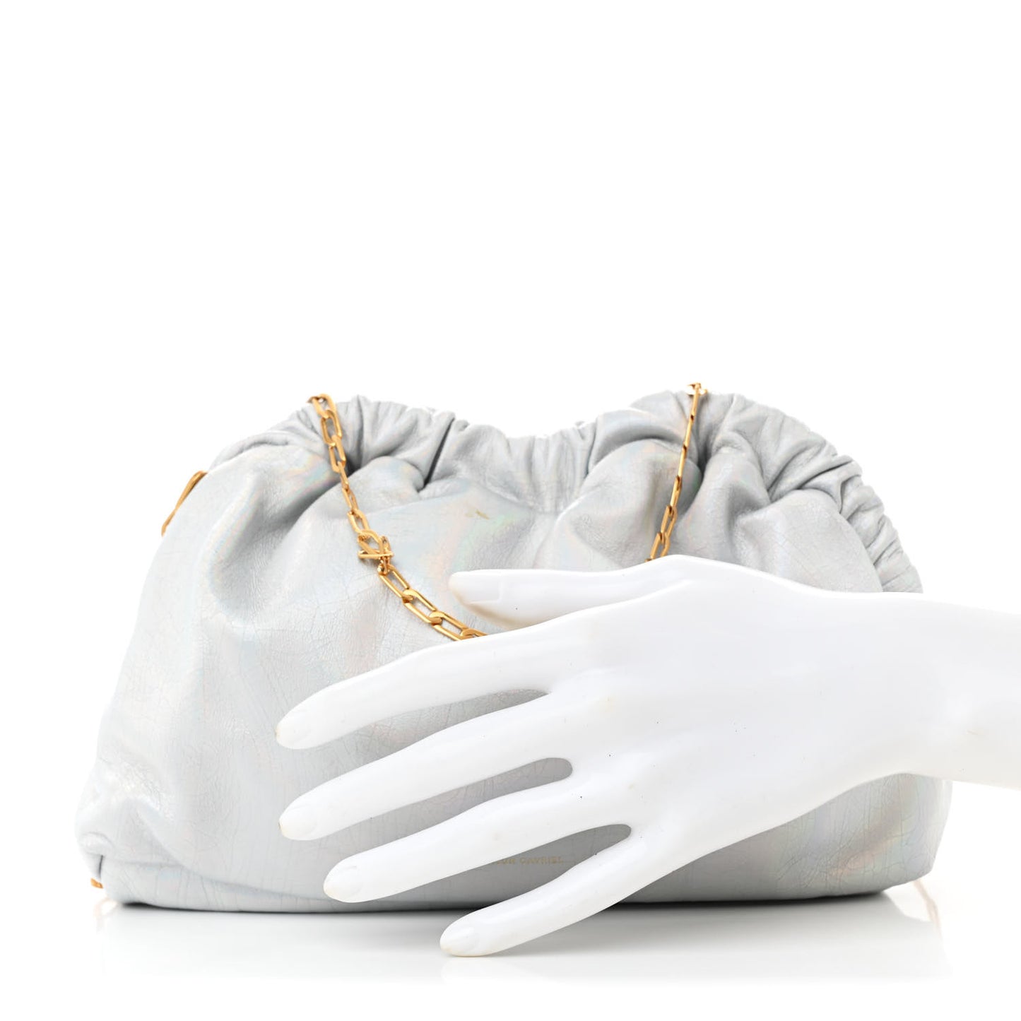 Iridescent Calfskin Mini Cloud Chain Clutch Iride