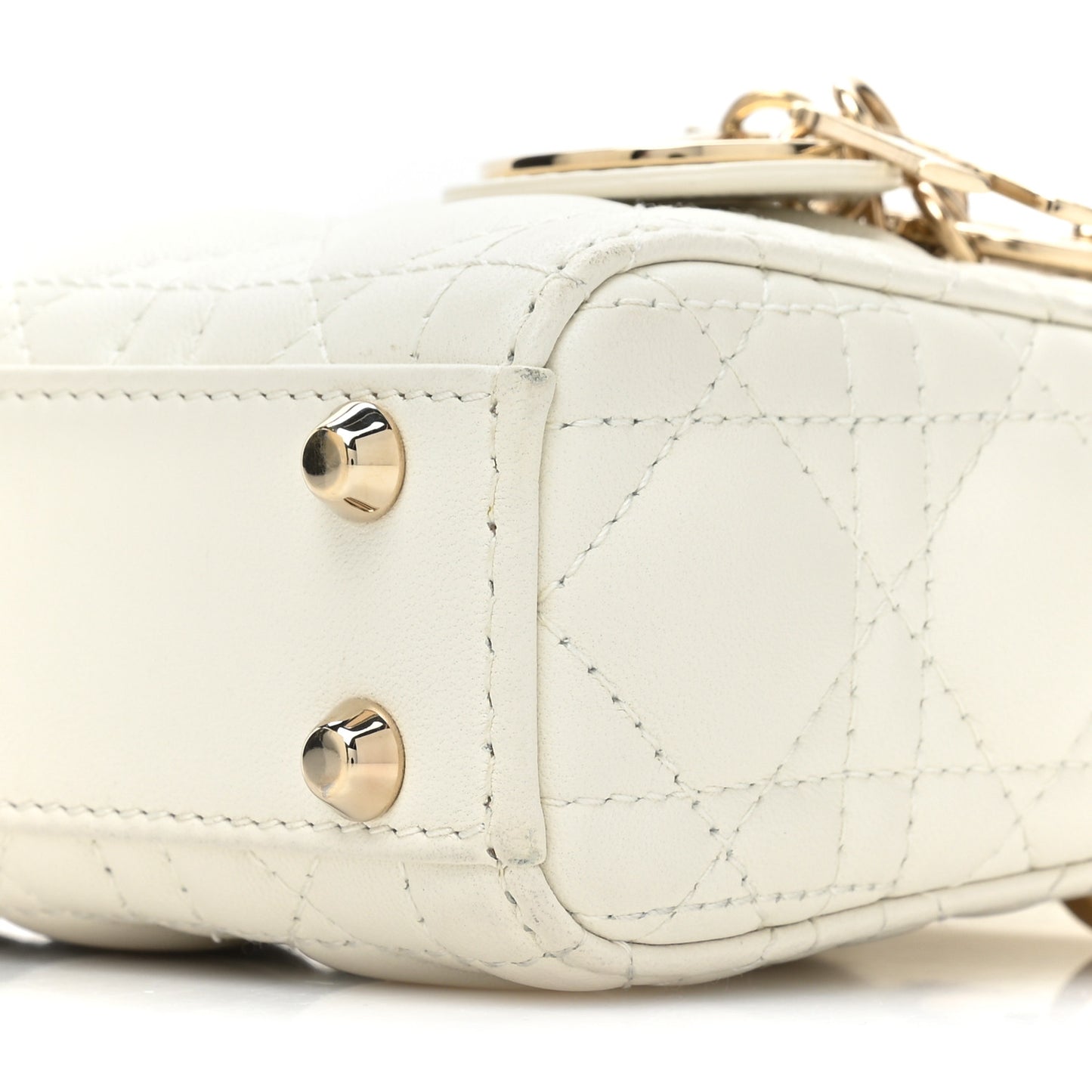 Lambskin Cannage Micro Lady Dior White