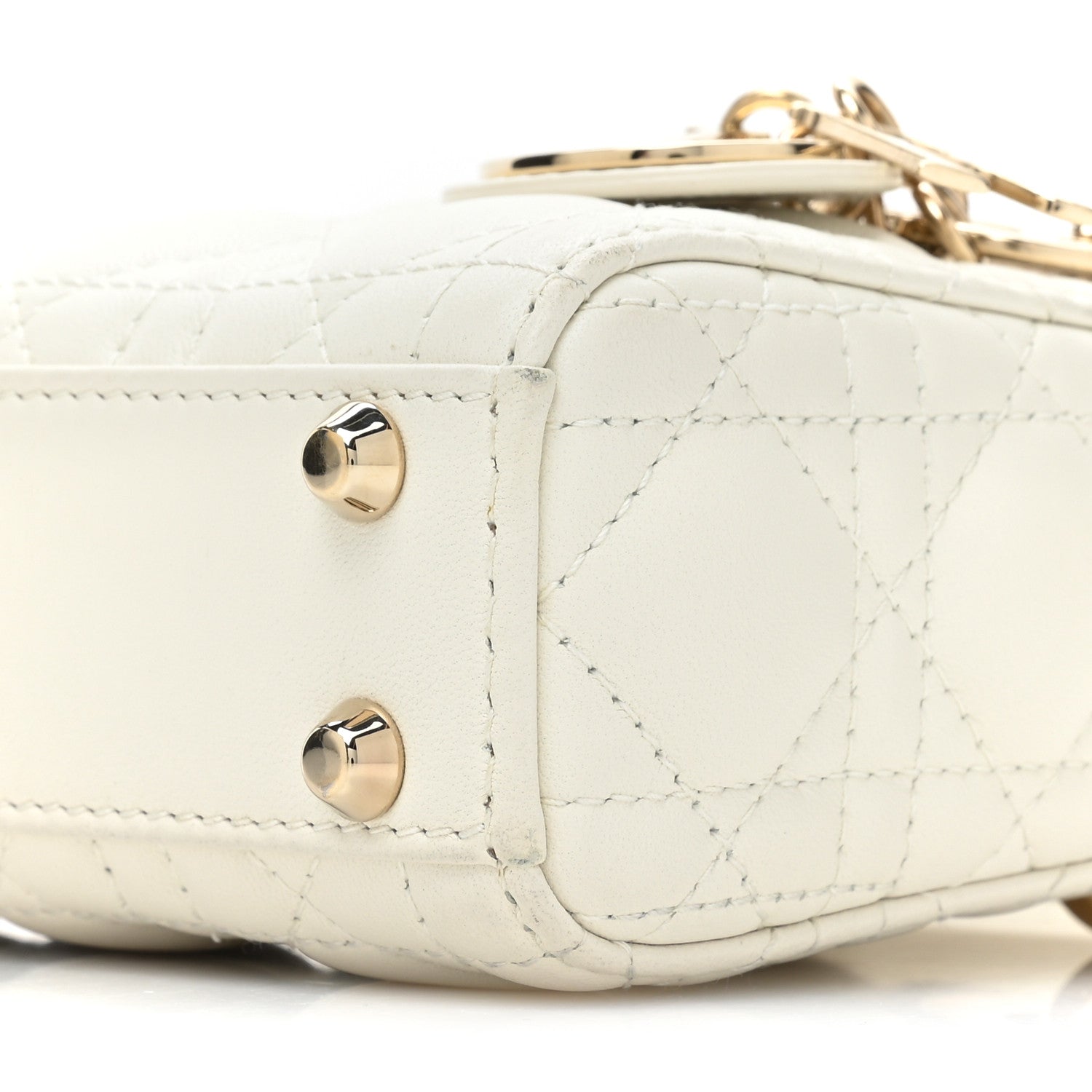 Christian Dior Lambskin Cannage Micro Lady Dior White 8 of 13