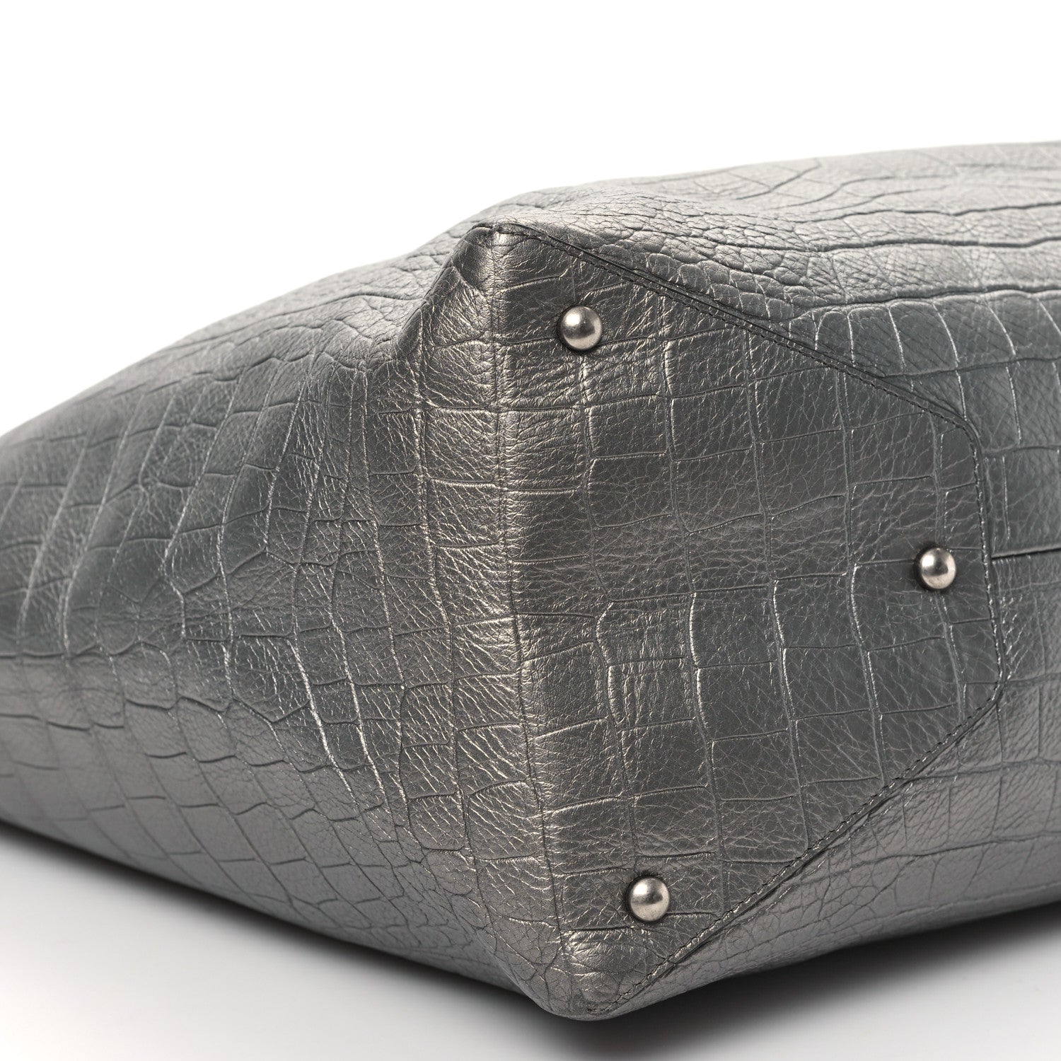 Chanel Calfskin Crocodile Embossed Large Cocodile Shopping Tote Silver 9 of 10