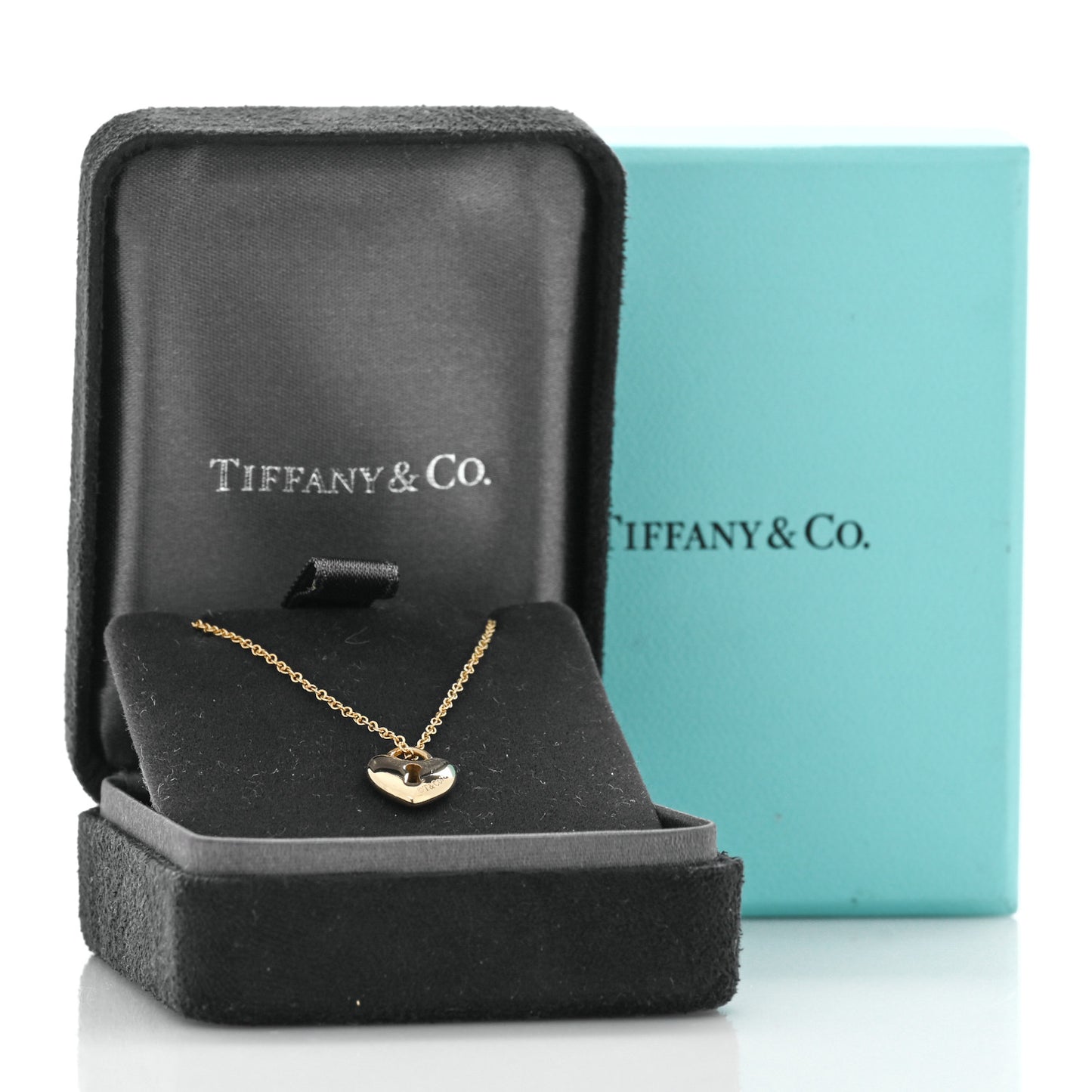 18K Yellow Gold Mini Heart Lock Pendant Necklace