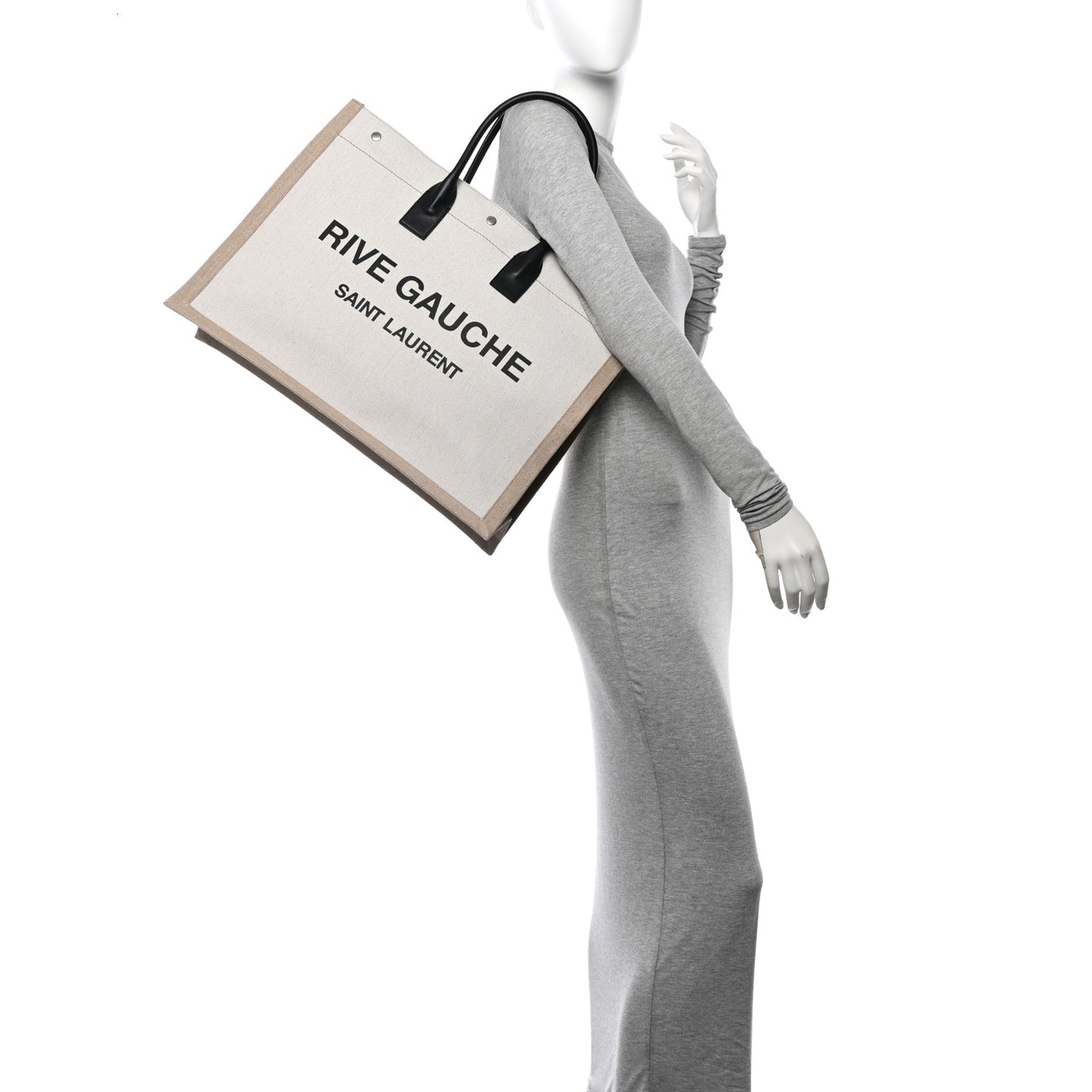 Linen Calfskin Rive Gauche Tote Optic White
