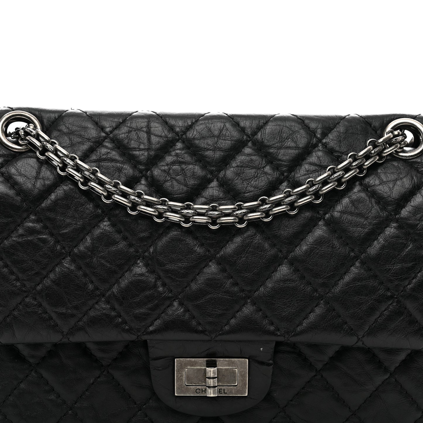 Aged Calfskin Quilted 2.55 Reissue 225 Flap Black
