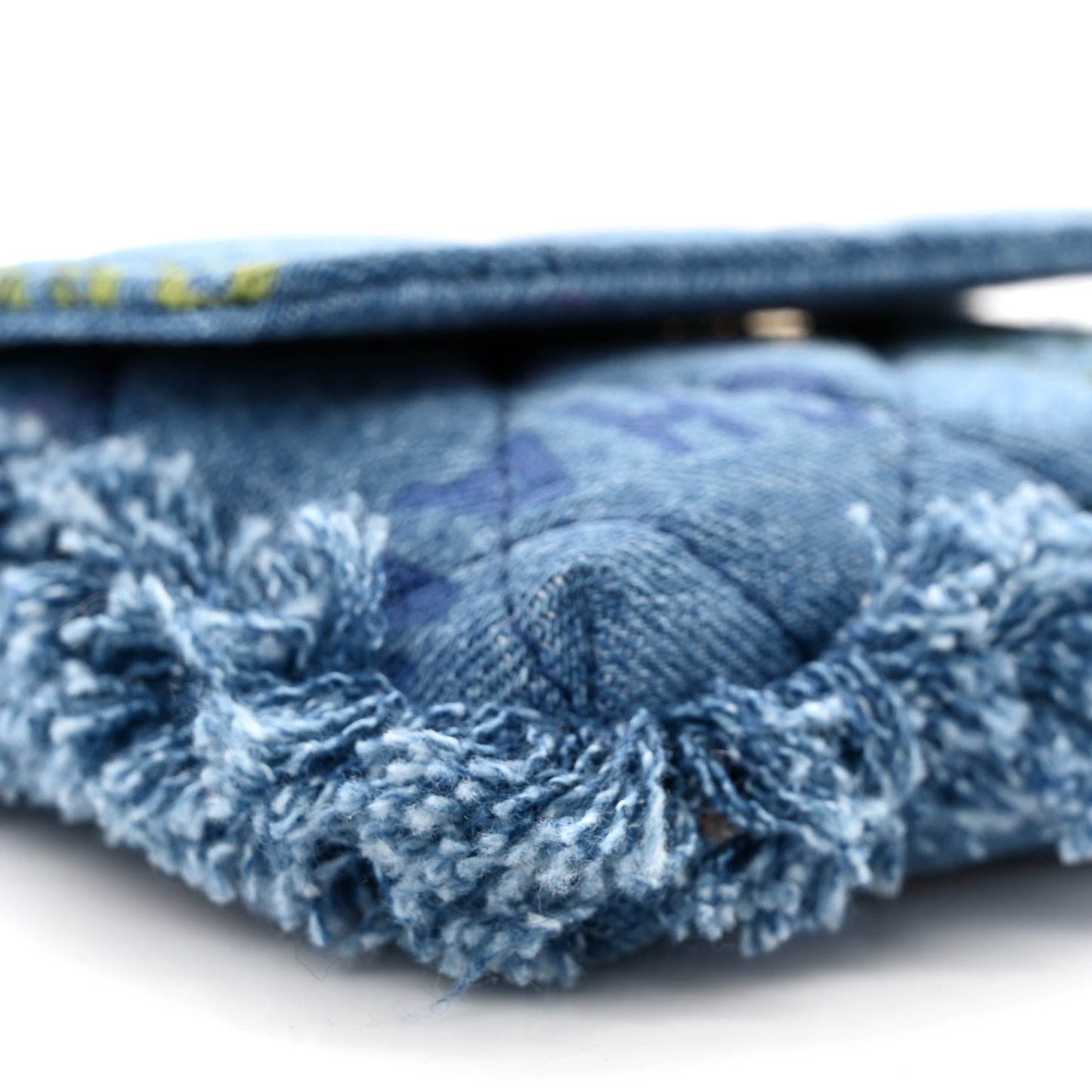 Denim Quilted Denim Mood Clutch With Chain Blue Multicolor
