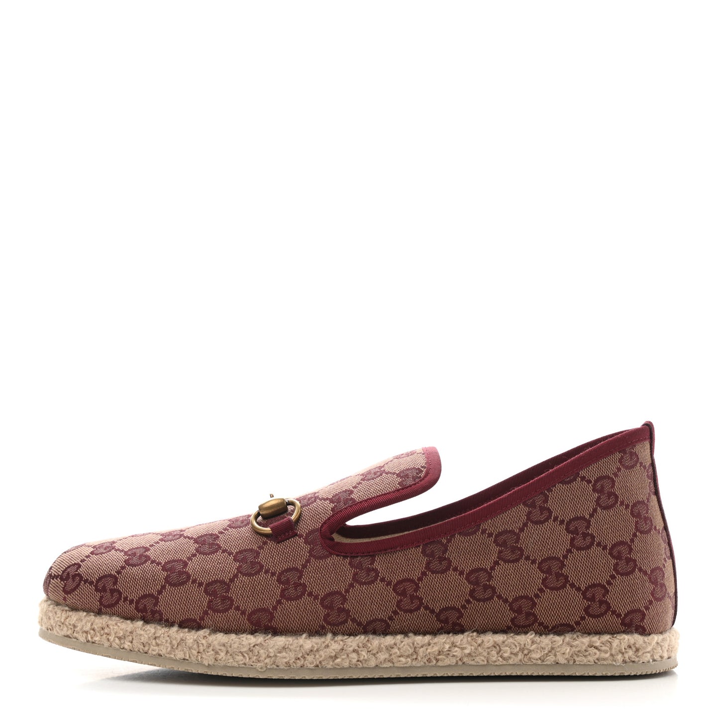Canvas GG Monogram Mens Fria Horsebit Loafers 9 Sahara Rubino