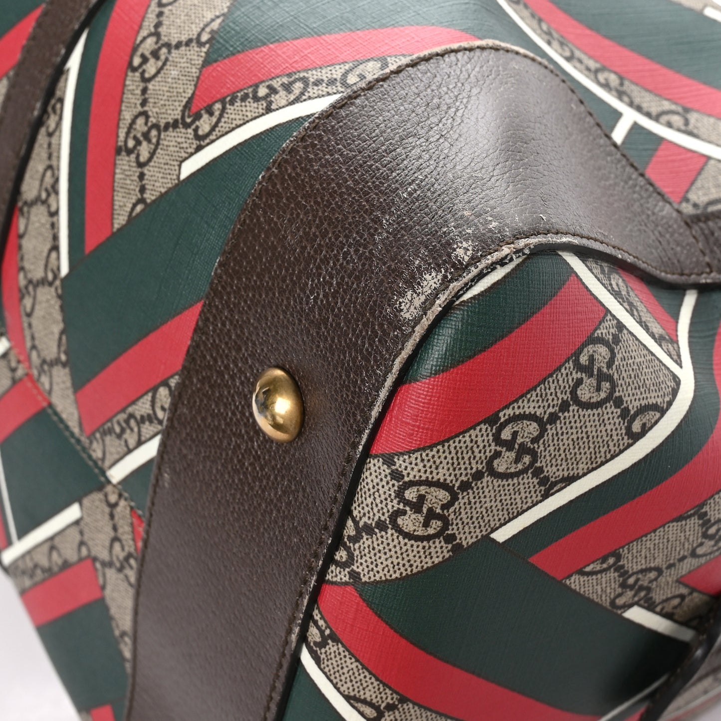 GG Supreme Monogram Chevron Web Medium Duffle Beige Green Red New Acero