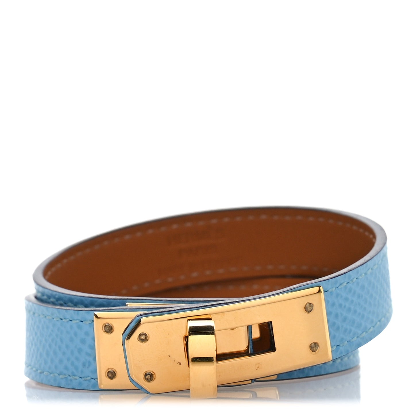 Epsom Kelly Double Tour Bracelet T2 Celeste