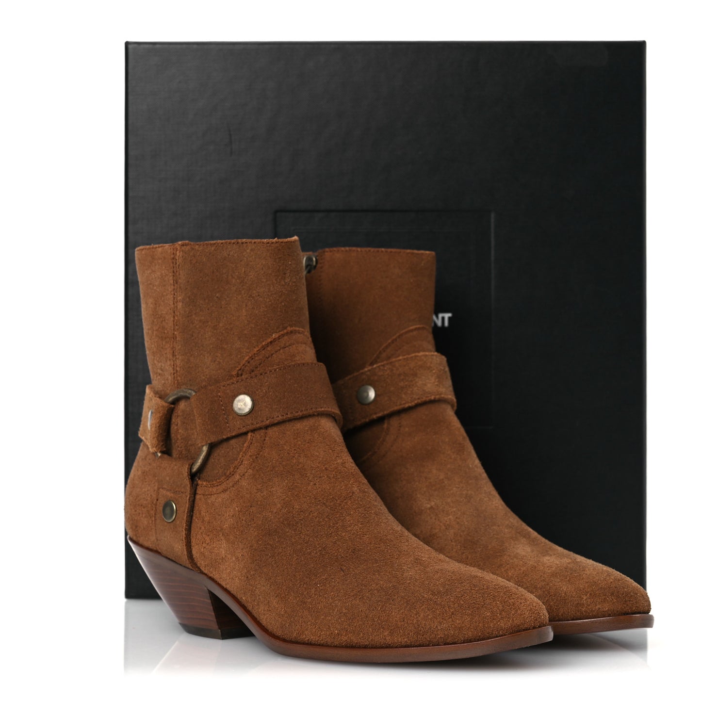 Suede Curtis Harness Ankle Booties 37 Noisette