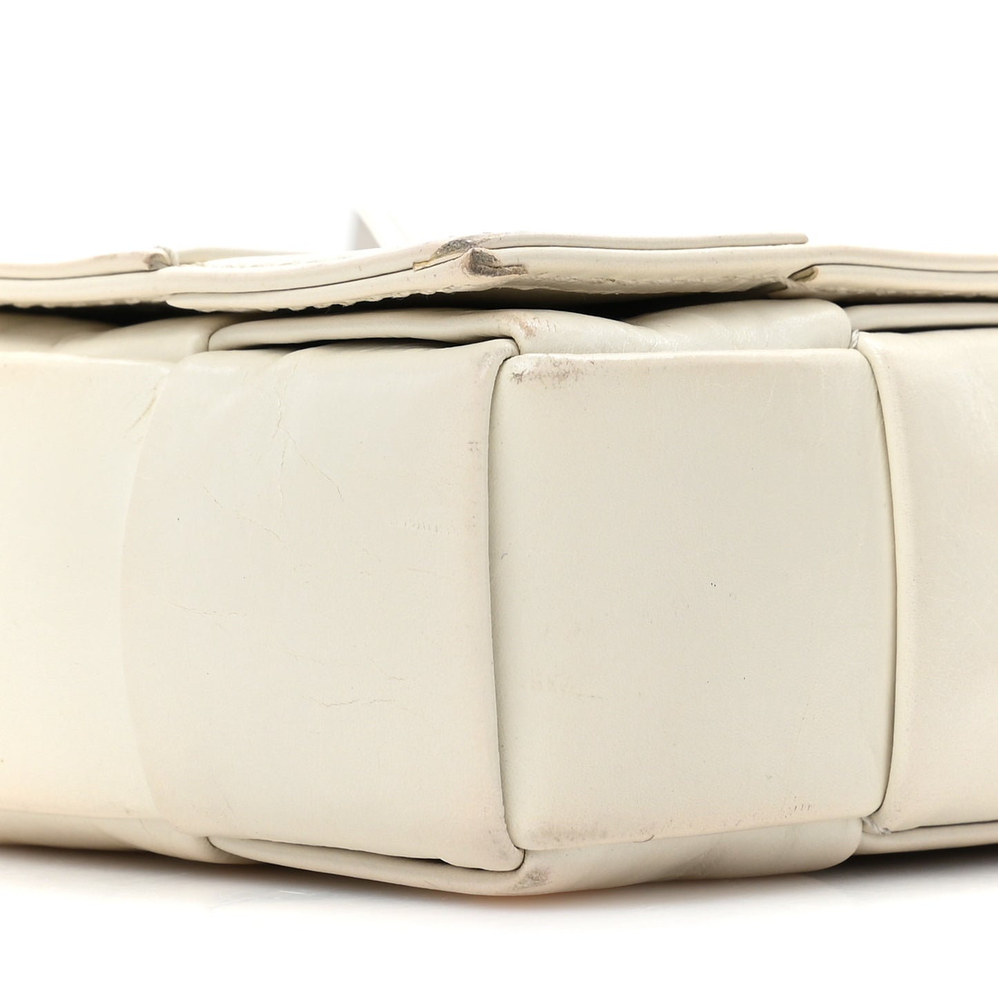 Paper Calfskin Maxi Intreccio Cassette Crossbody Bag White